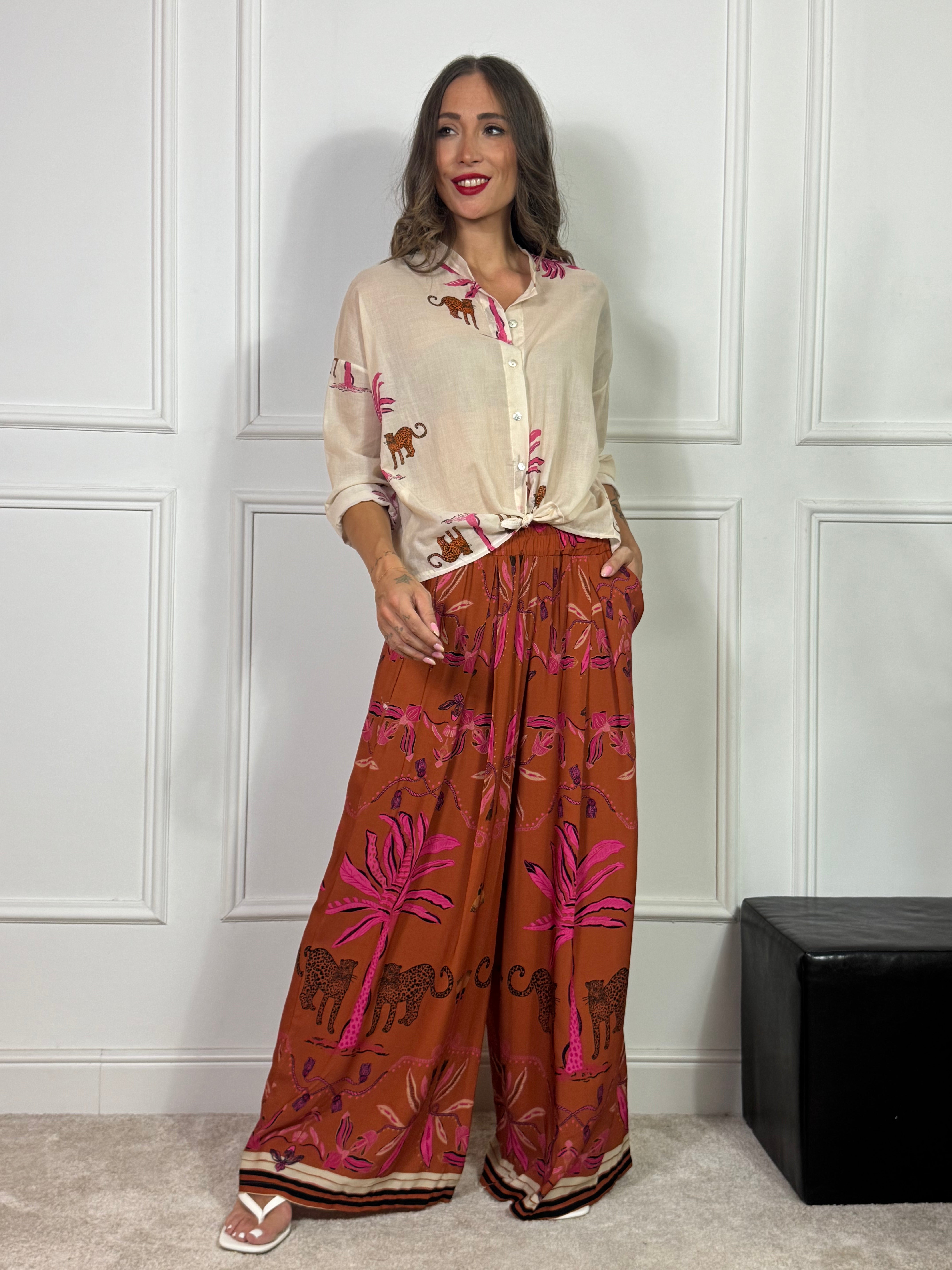PANTALONE PALAZZO Kikisix LEOPARDI PALME