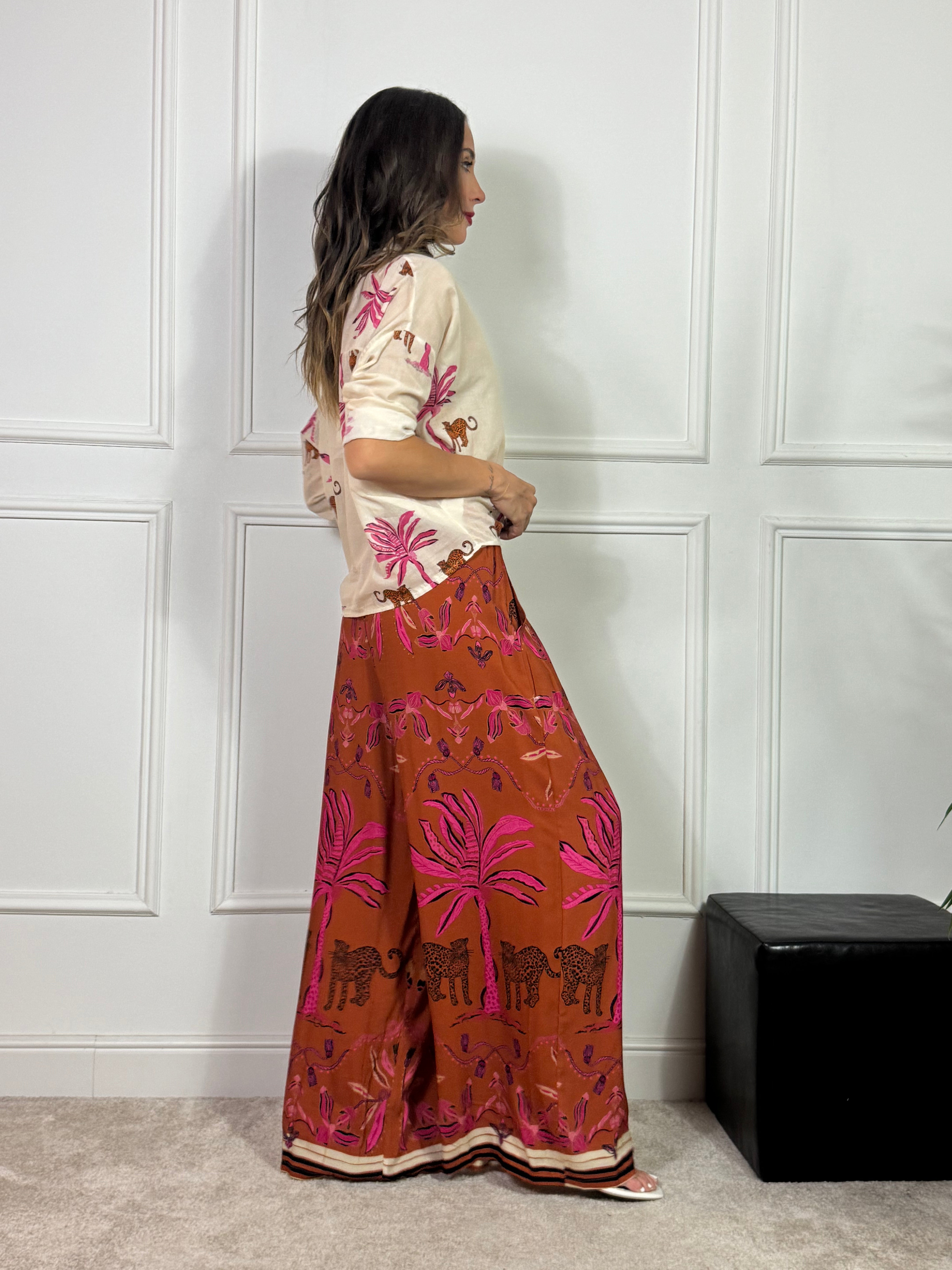 PANTALONE PALAZZO Kikisix LEOPARDI PALME