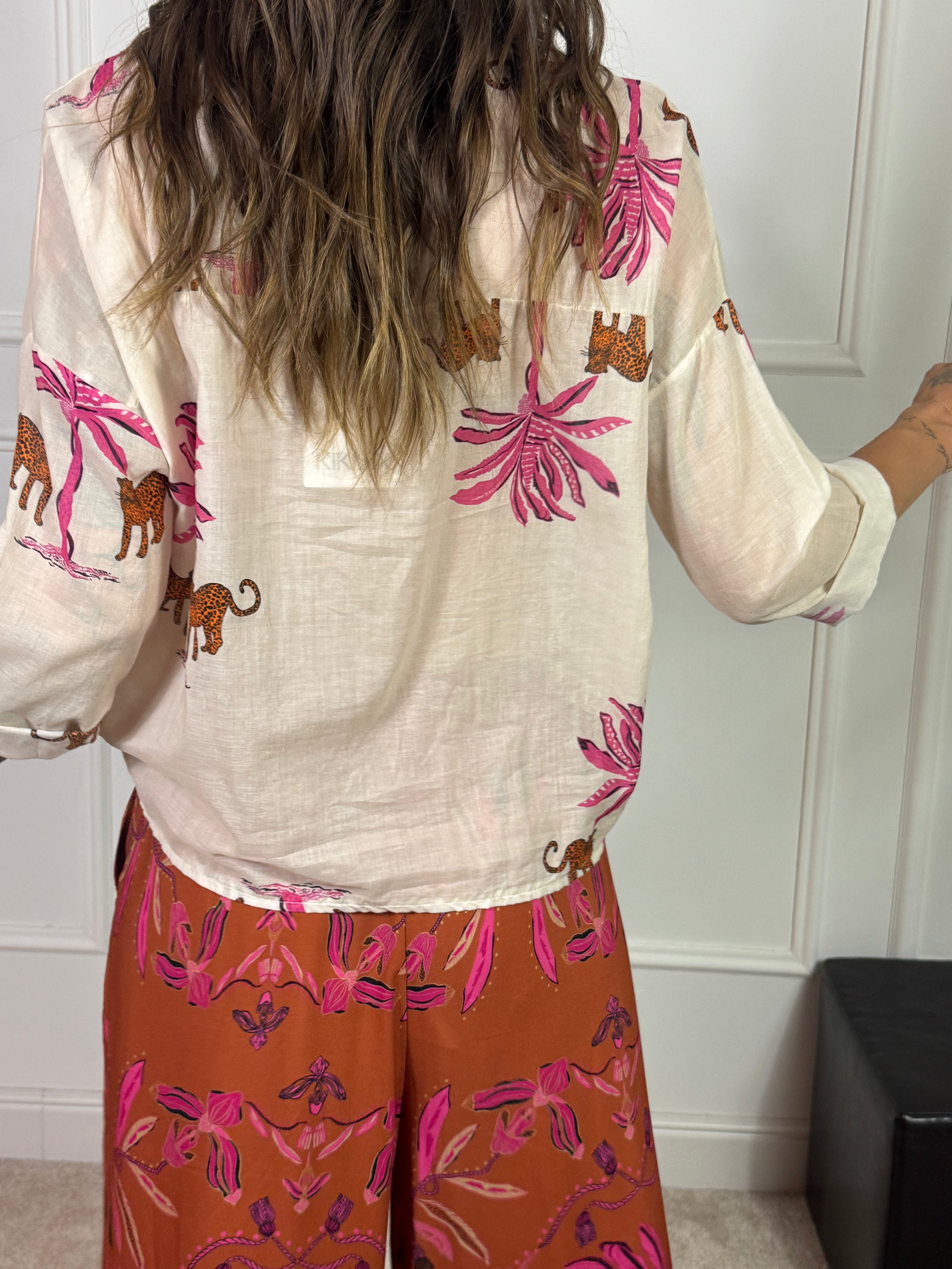 Camicia in mussola di cotone Kikisix LEOPARDI PALME