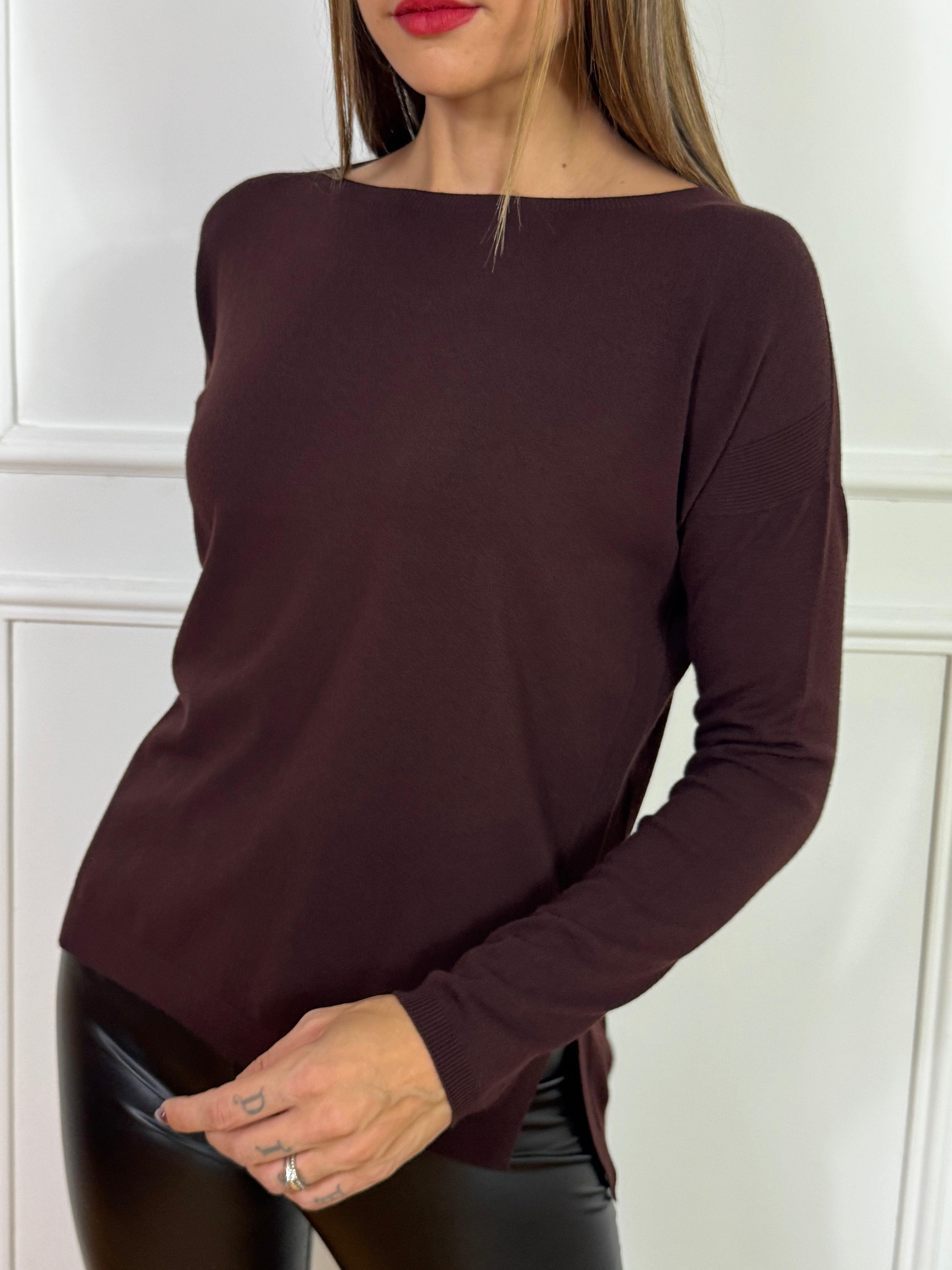 Maglia SOTTILE Kontatto SPACCHI LATERALI SCOLLO BARCHETTA