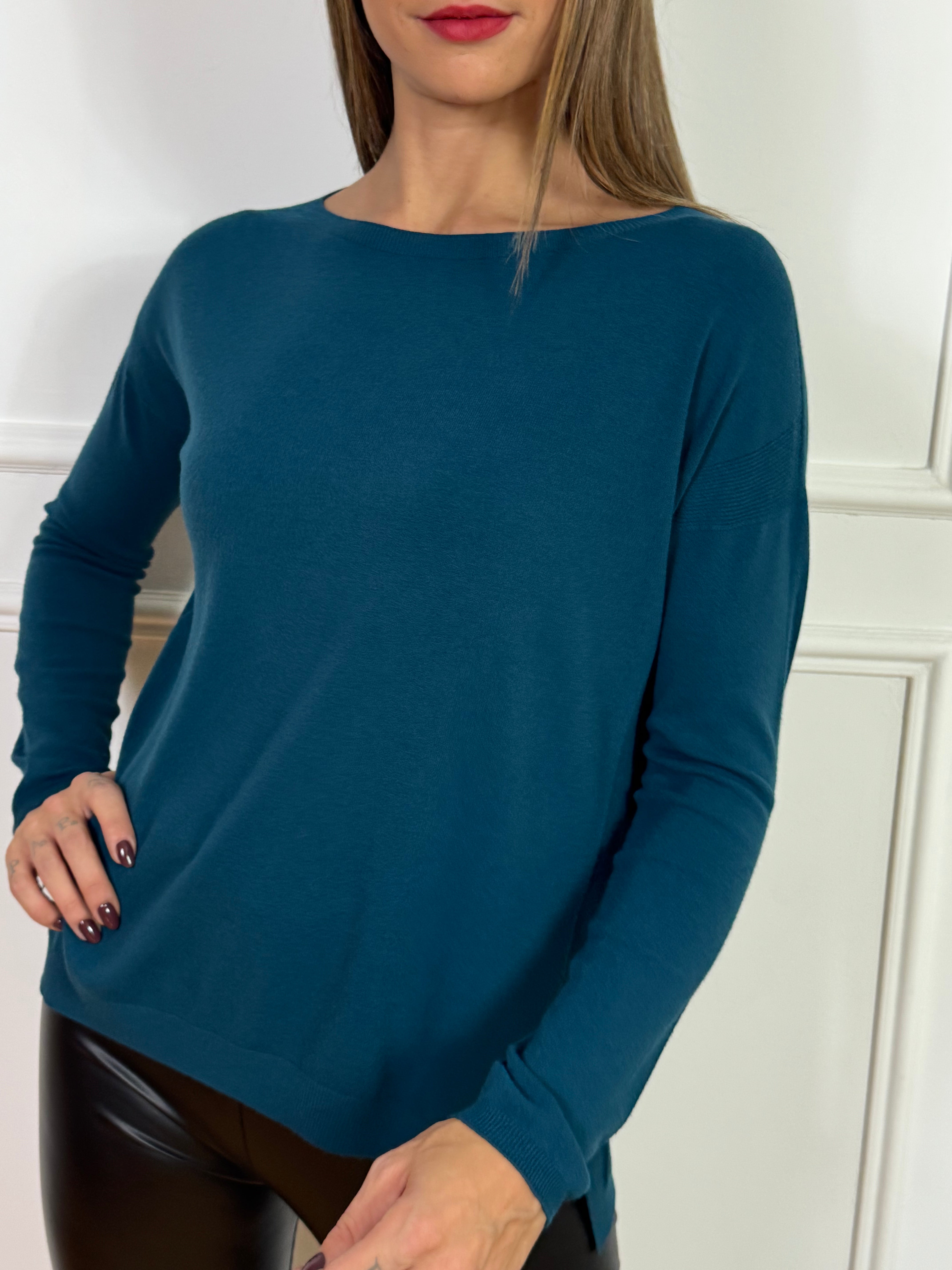 Maglia SOTTILE Kontatto SPACCHI LATERALI SCOLLO BARCHETTA