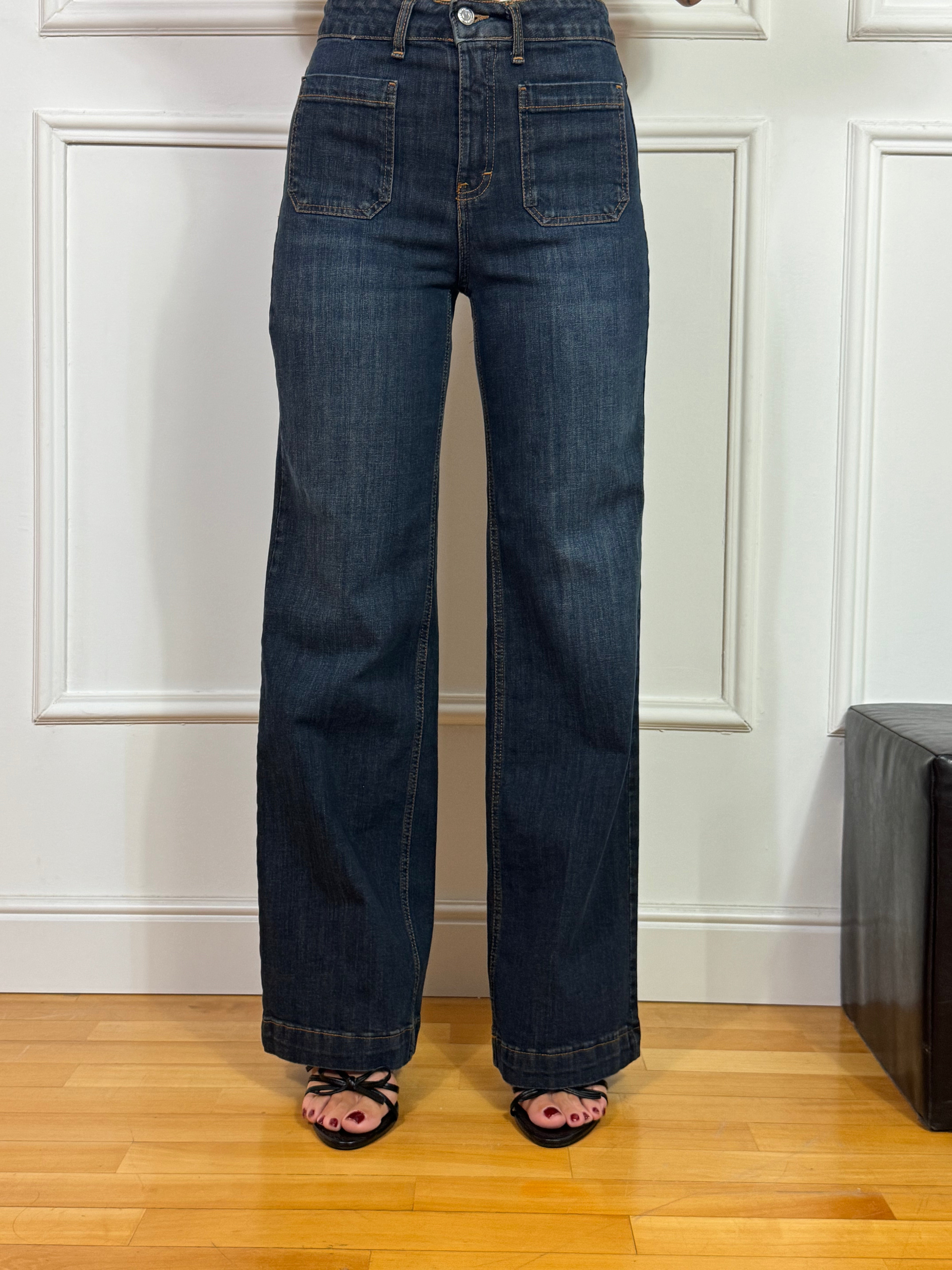 Jeans gamba dritta con taschini Susy Mix lavaggio scuro