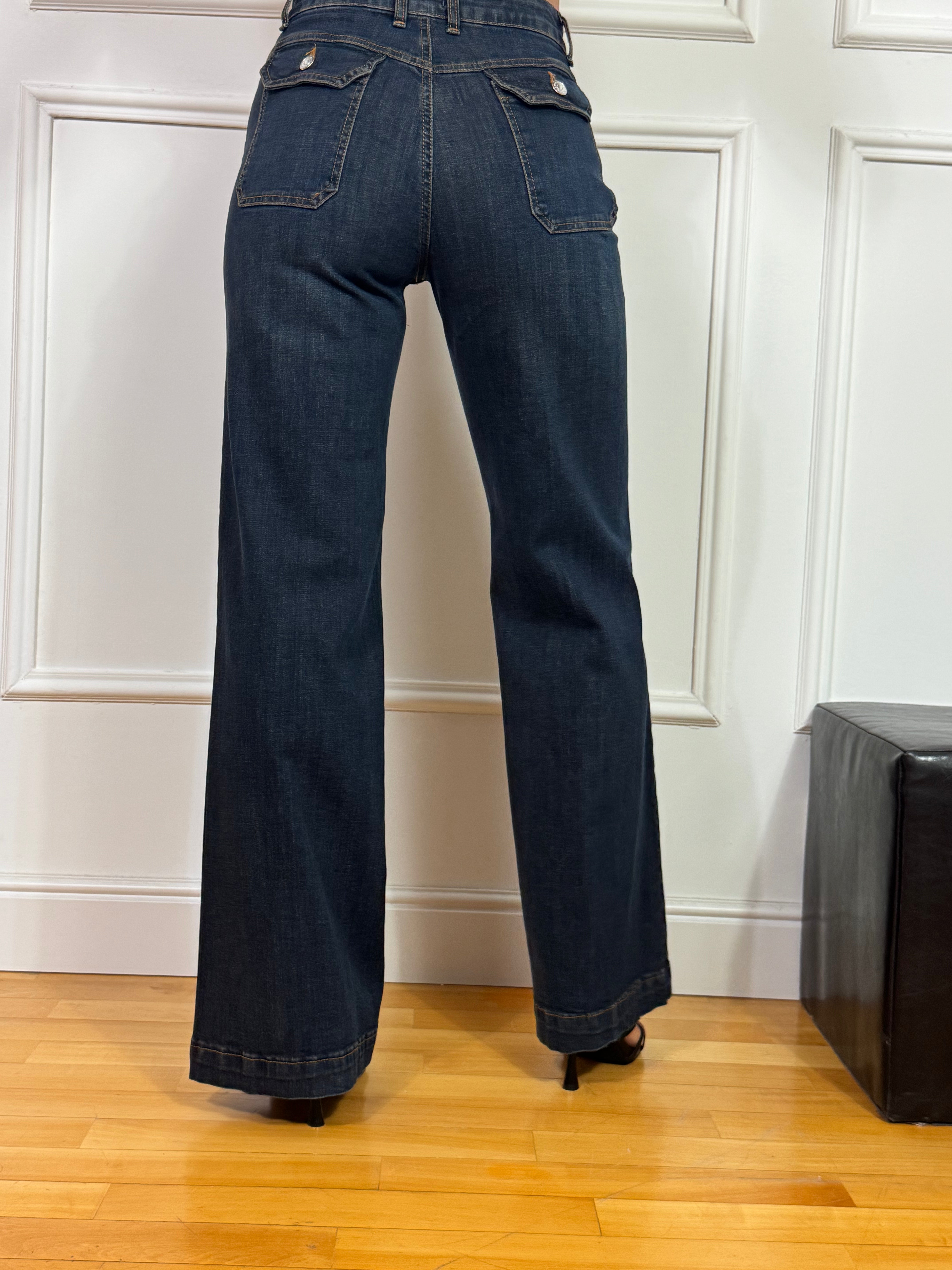 Jeans gamba dritta con taschini Susy Mix lavaggio scuro