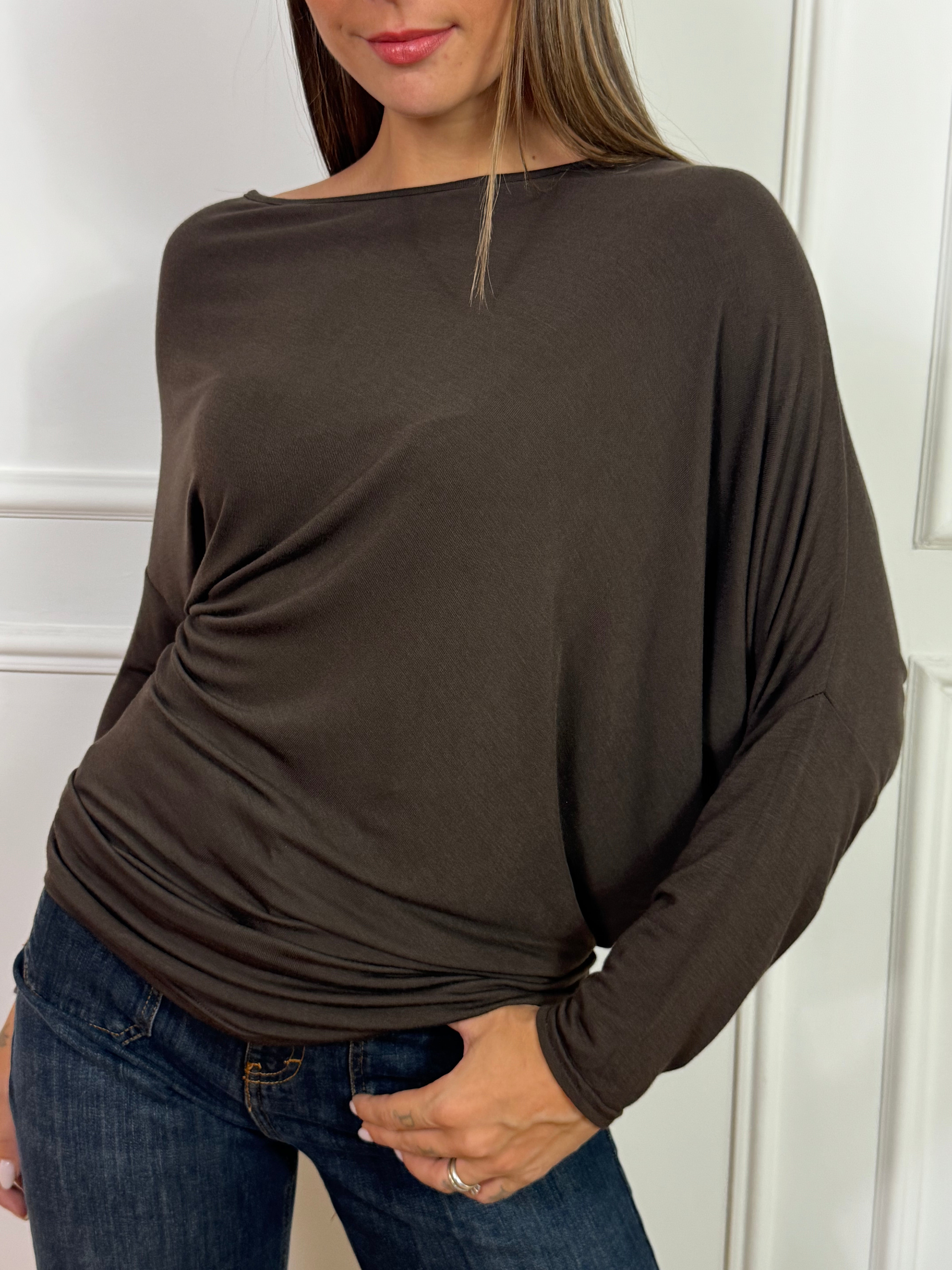 Maxi maglia Susy Mix fondo asimmetrico manica pipistrello