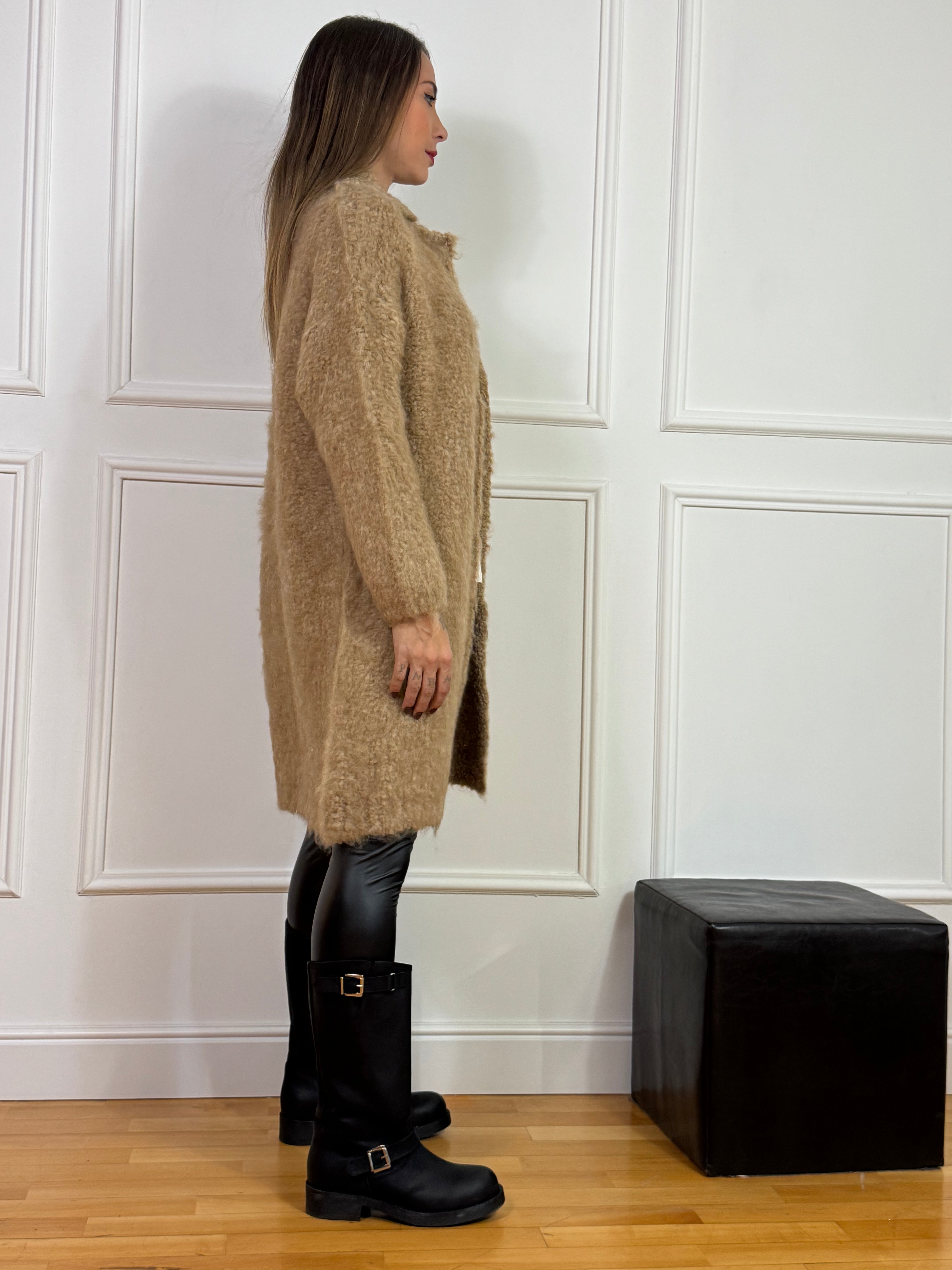 Cappottino misto mohair revers con bottoni Kontatto MANICA LUNGA