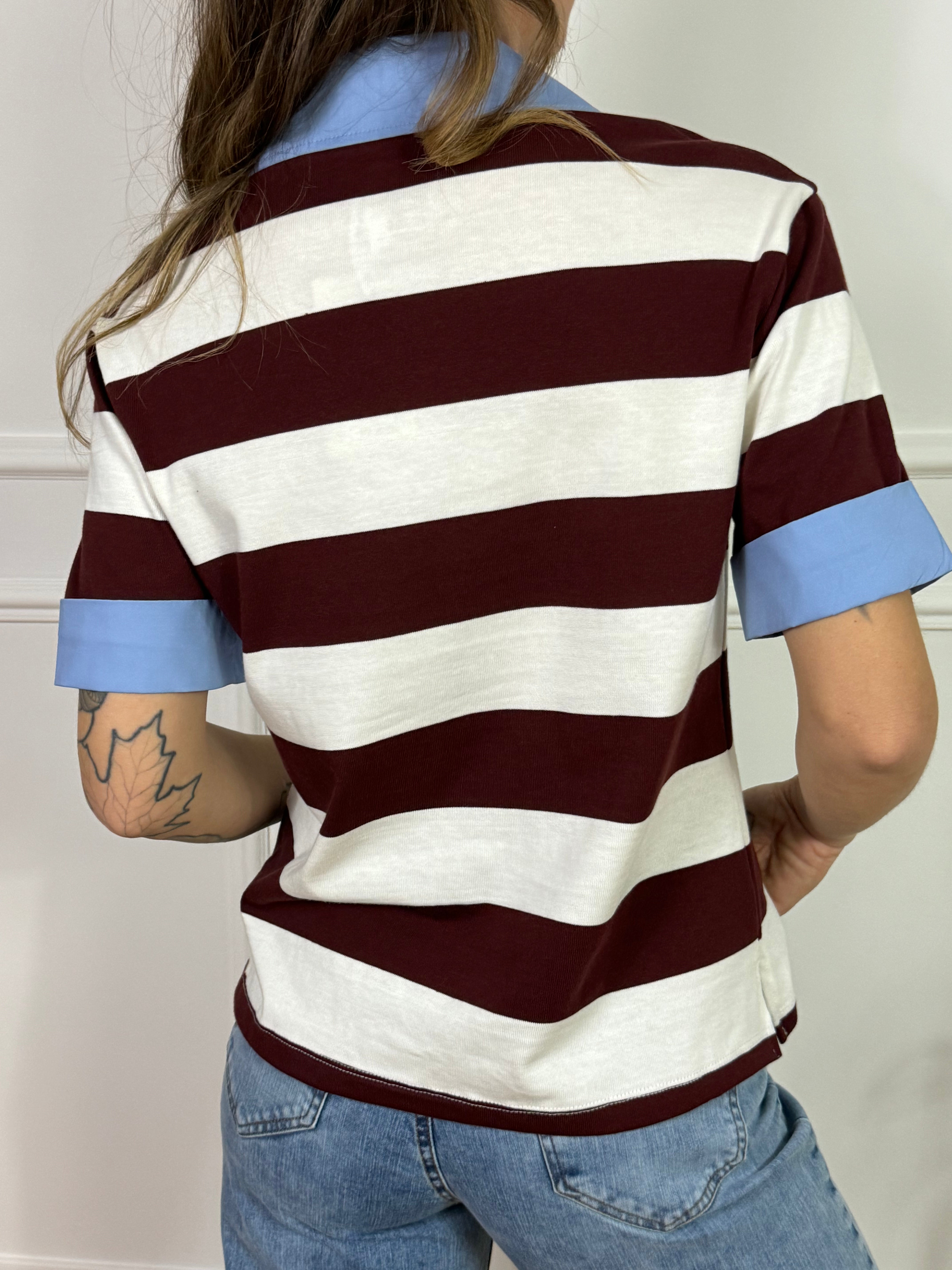 Maglia POLO a righe Susy Mix con bordi a contrasto in camicia