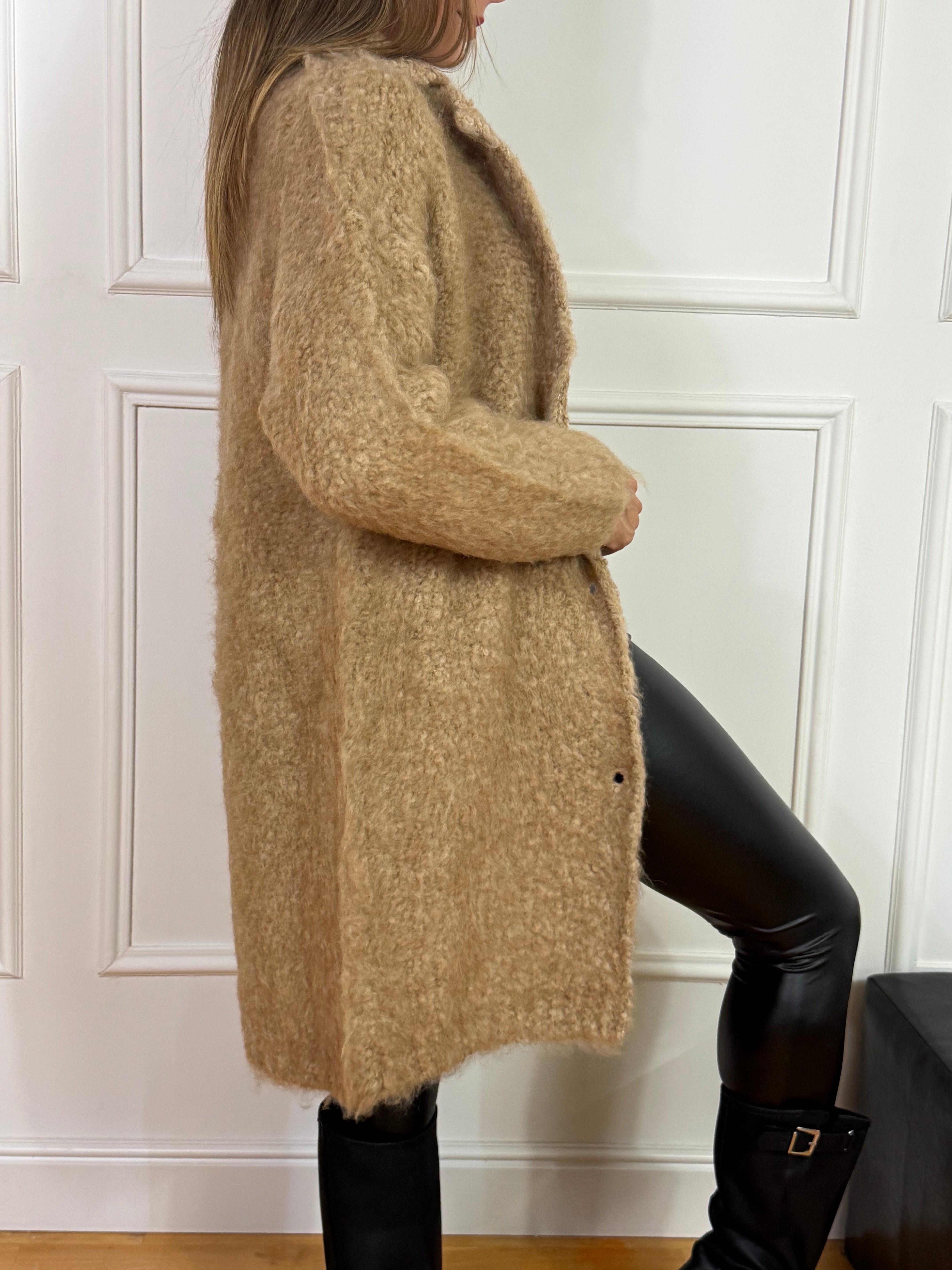 Cappottino misto mohair revers con bottoni Kontatto MANICA LUNGA