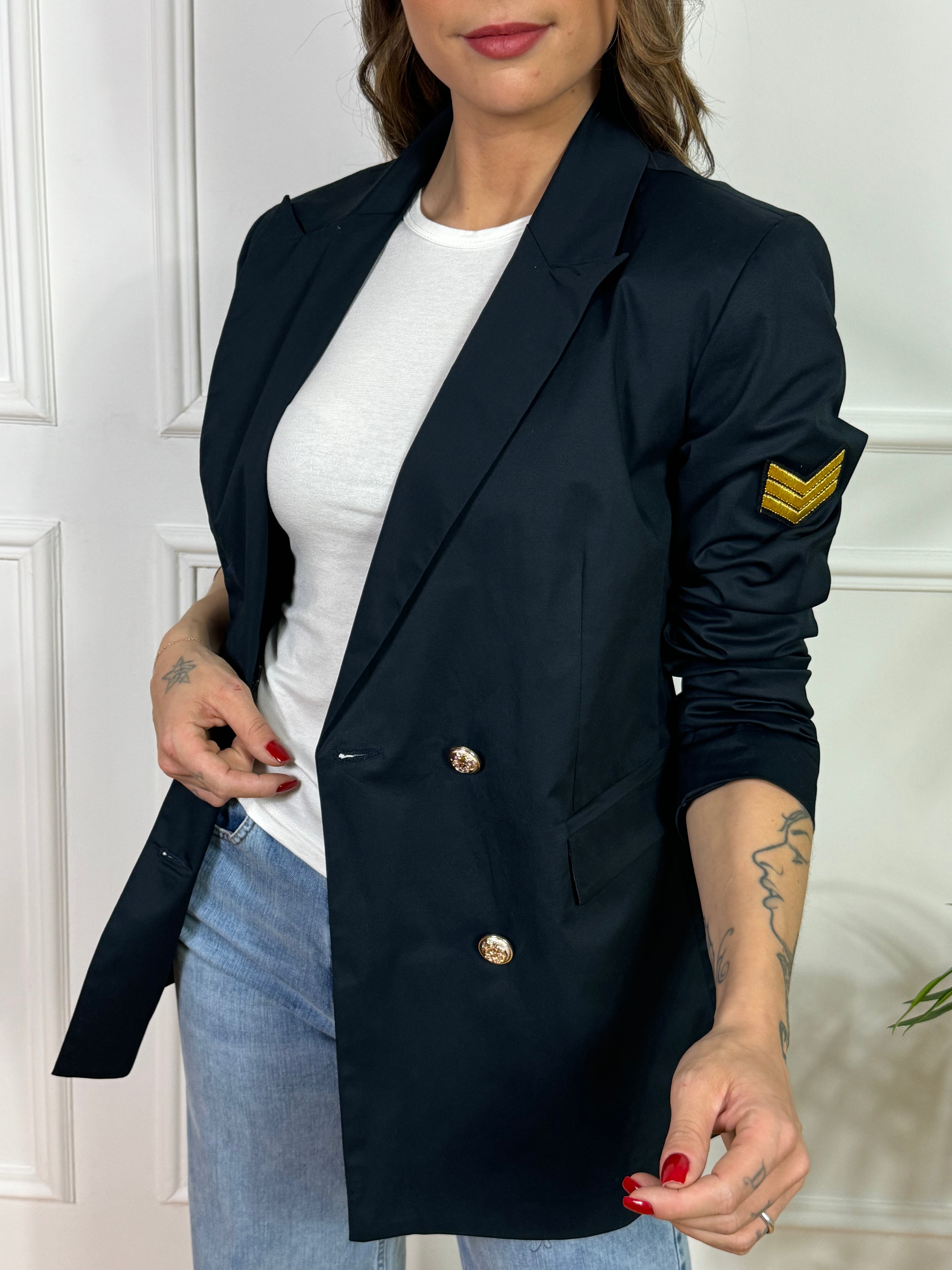 Giacca blazer in cotone Susy Mix con patch braccio