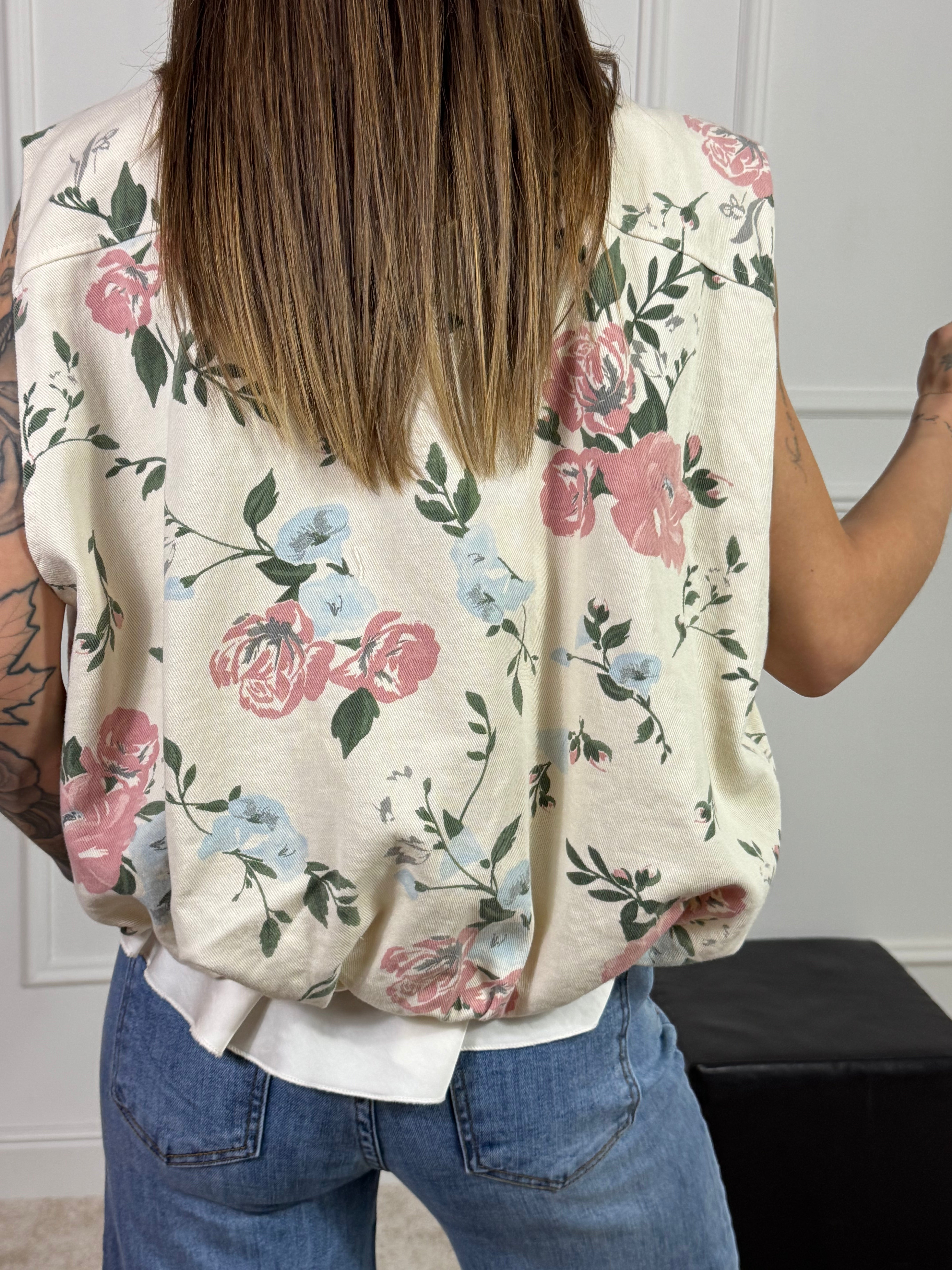 Gilet a bomberino Kikisix jeans con stampa fiori