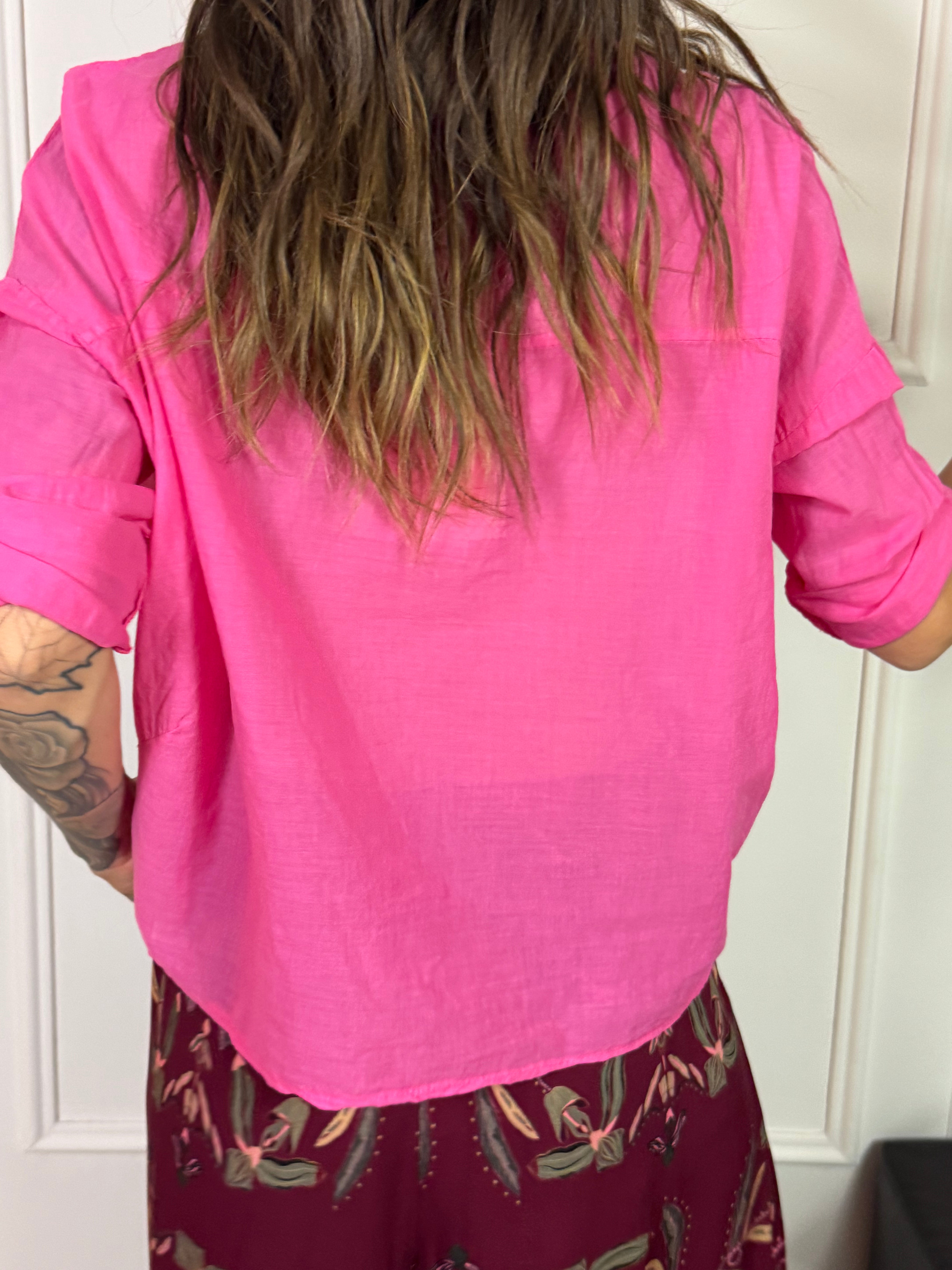 Camicia Kikisix in mussola di cotone collo coreana TINTA UNITA