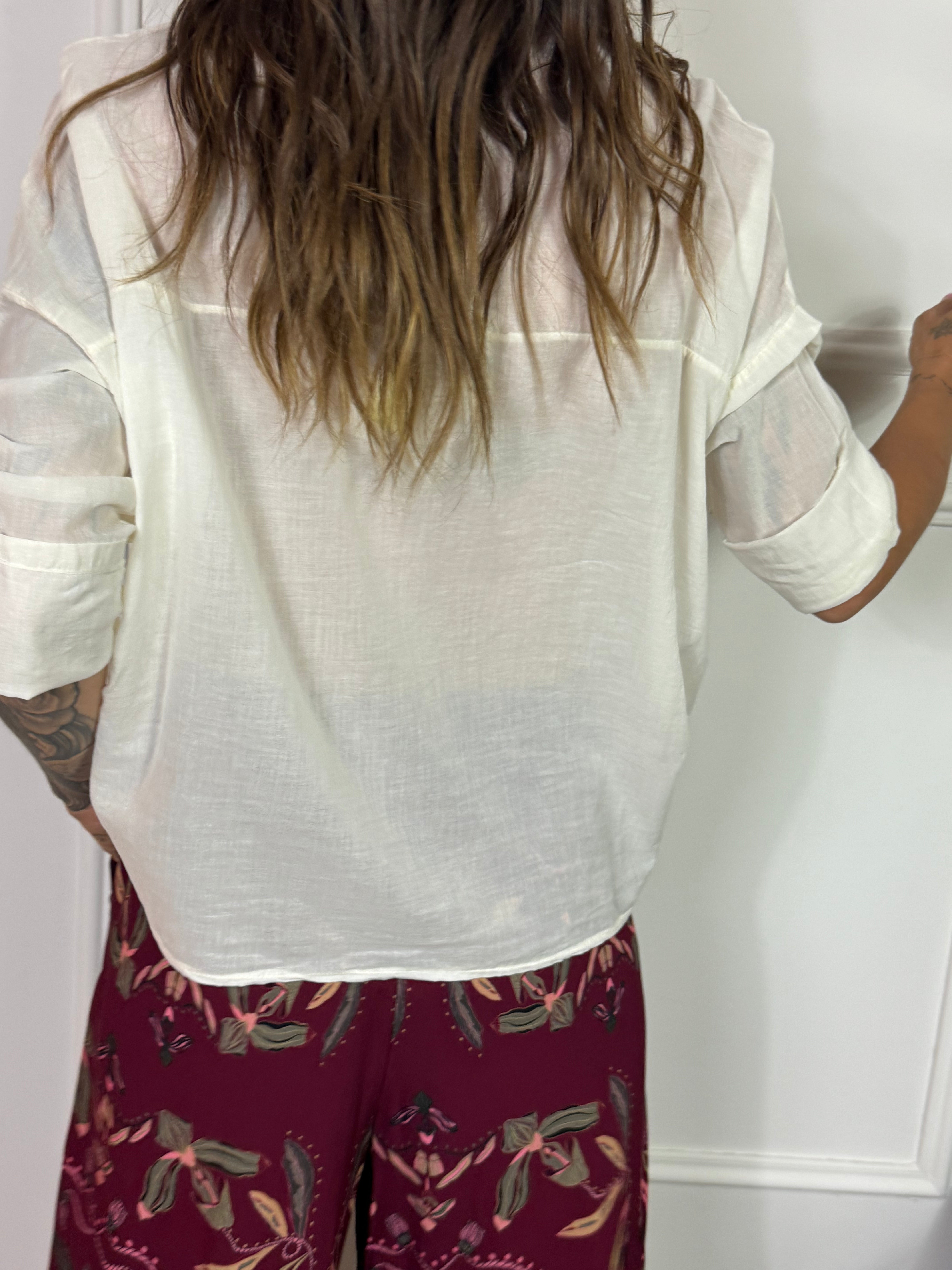 Camicia Kikisix in mussola di cotone collo coreana TINTA UNITA