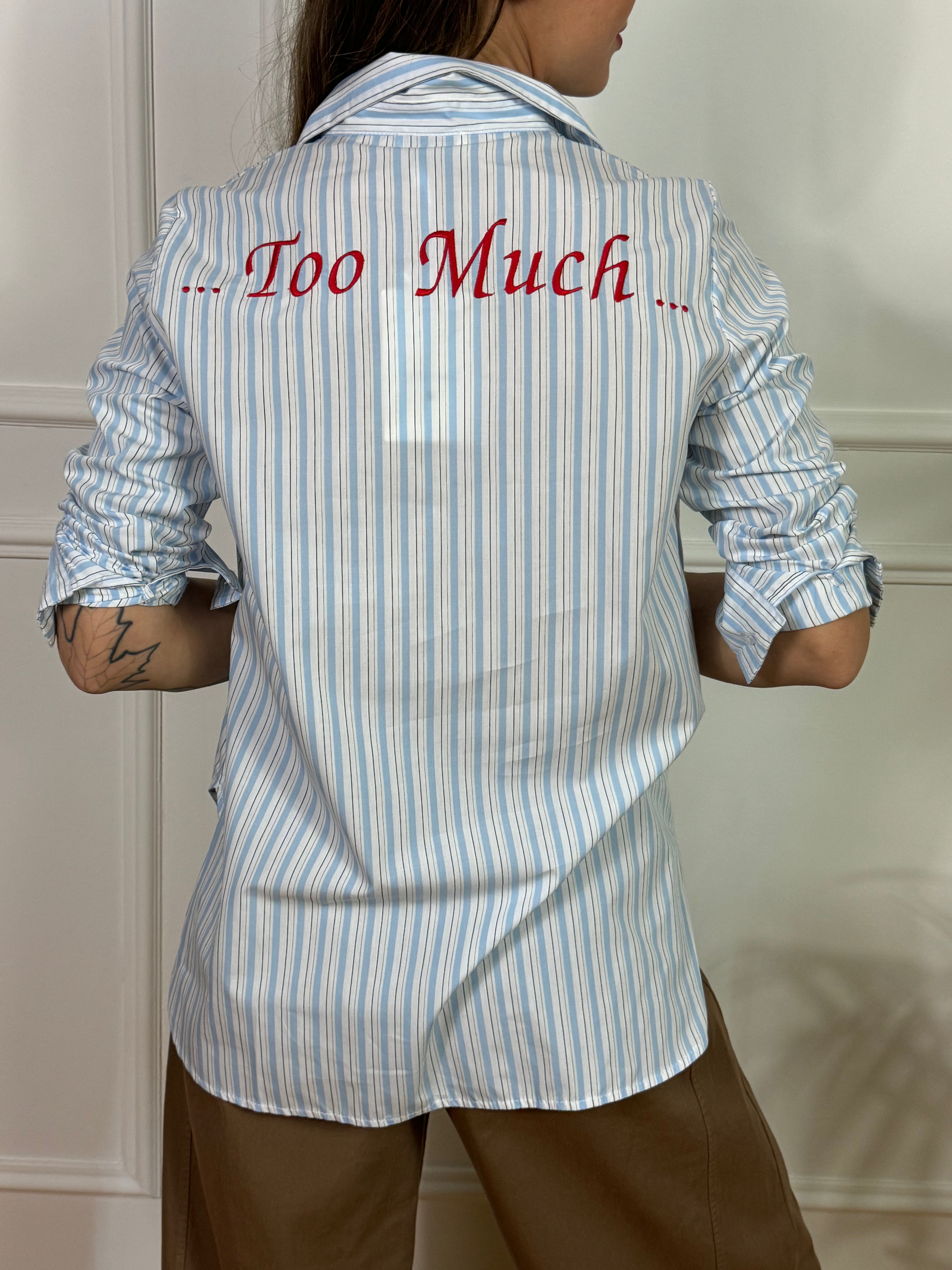 Camicia Susy Mix a righe con scritta schiena TOO MUCH
