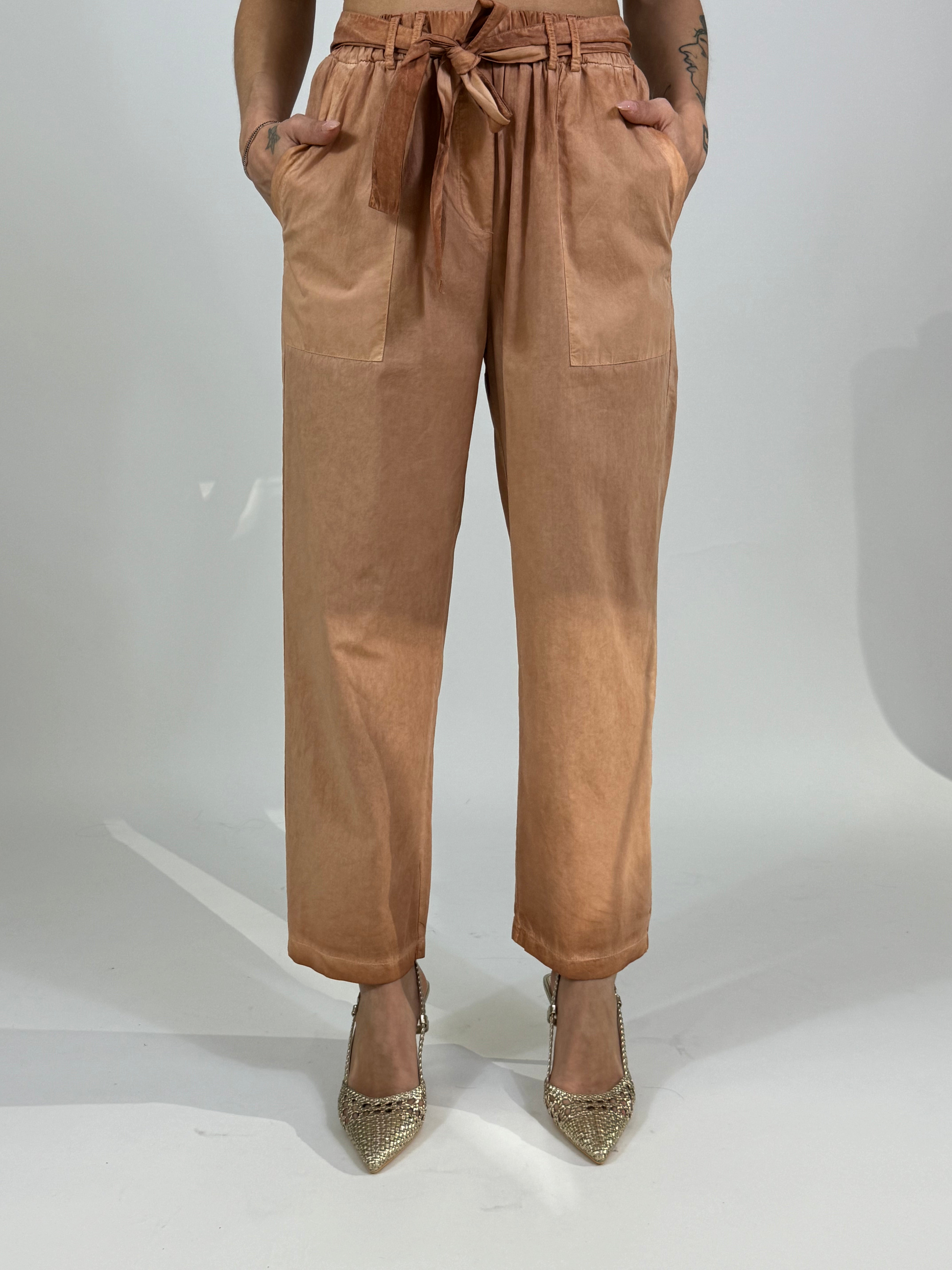 Pantalone lungo Susy Mix effetto vintage delavè color bruciato