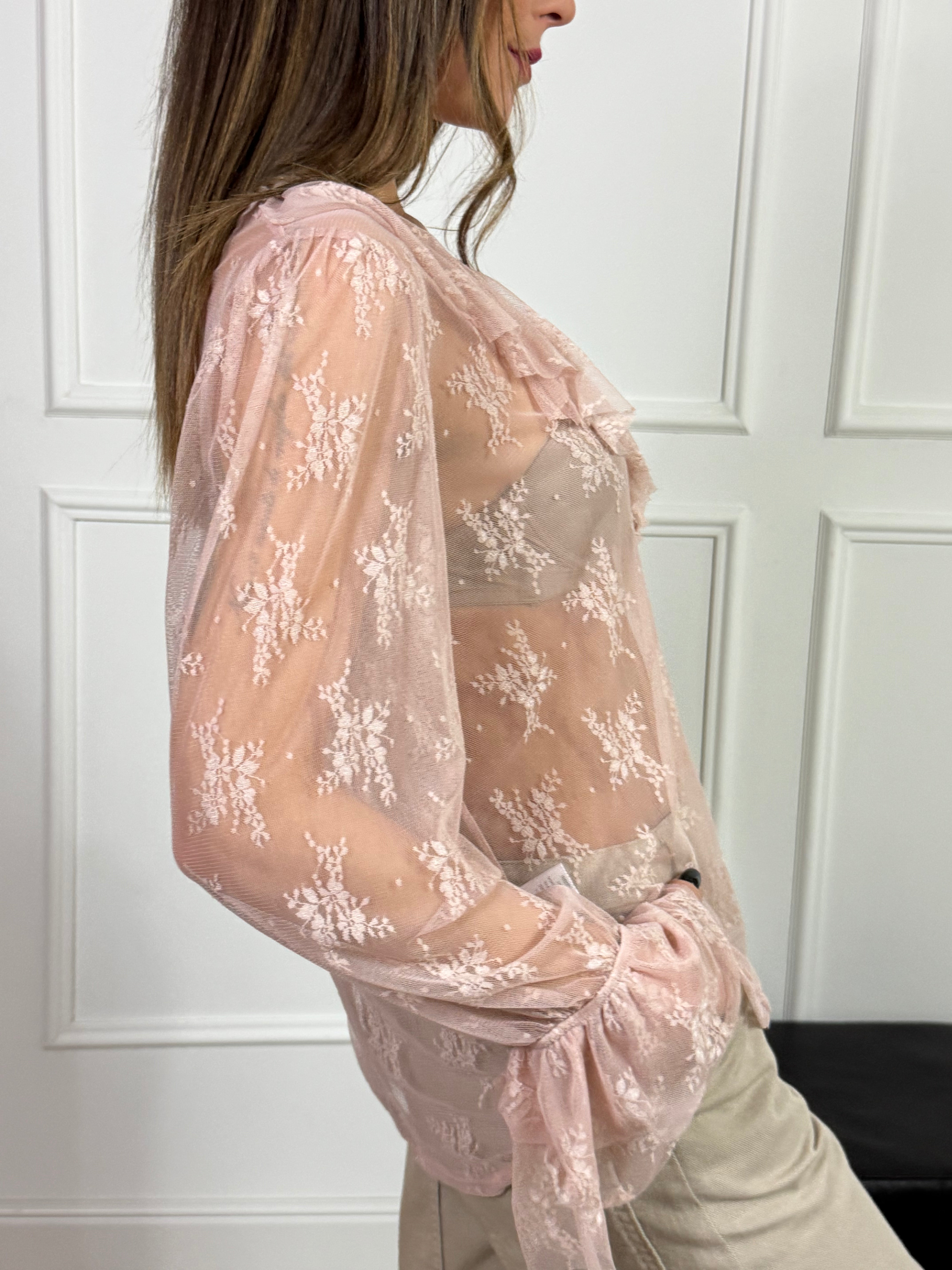 Blusa con scollo V e volant Kikisix PIZZO