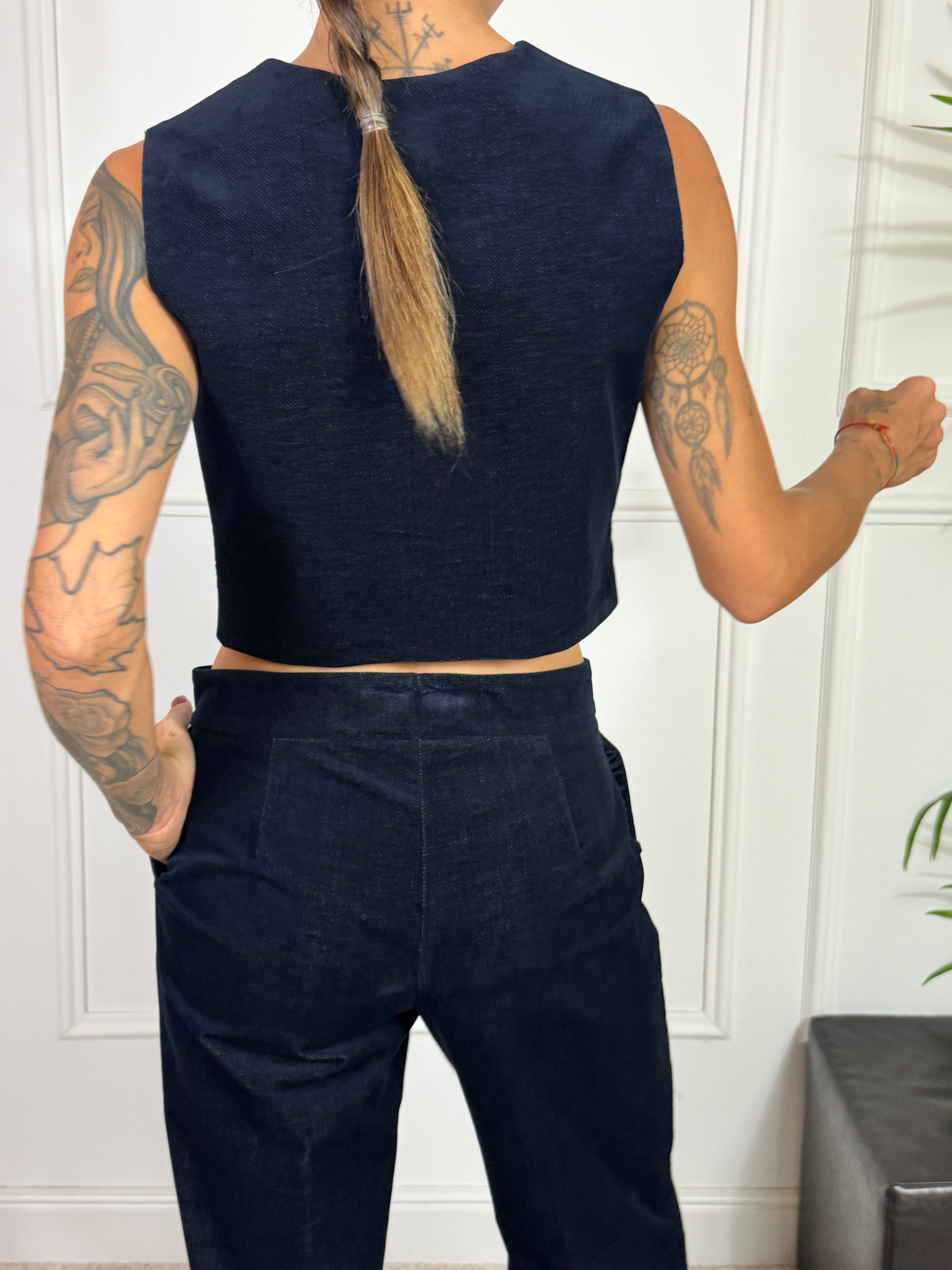 GILET Rinascimento VELLUTO blu notte bottoni oro