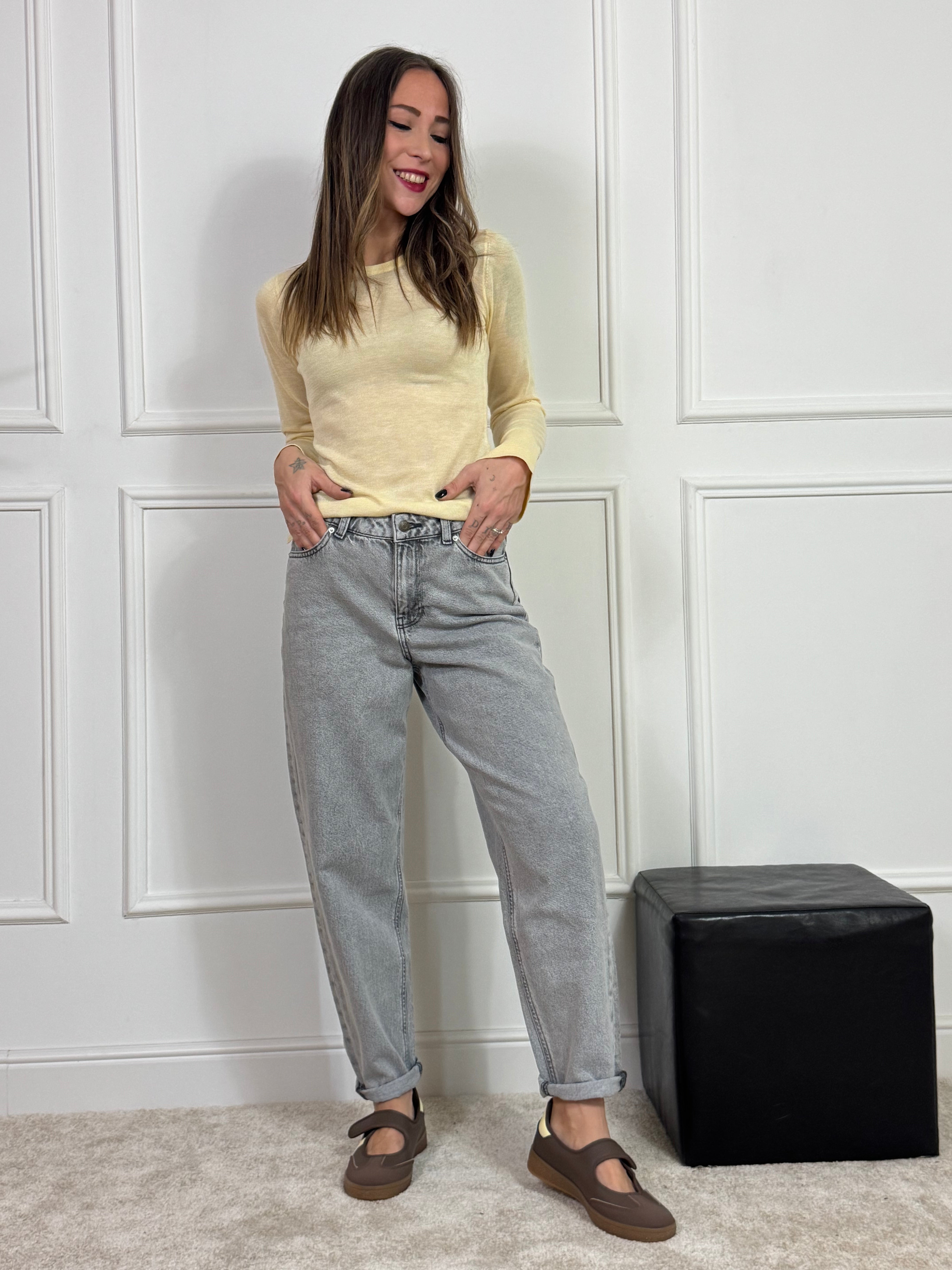 Jeans JJXX LISBON MOM - colore LIGHT GREY DENIM