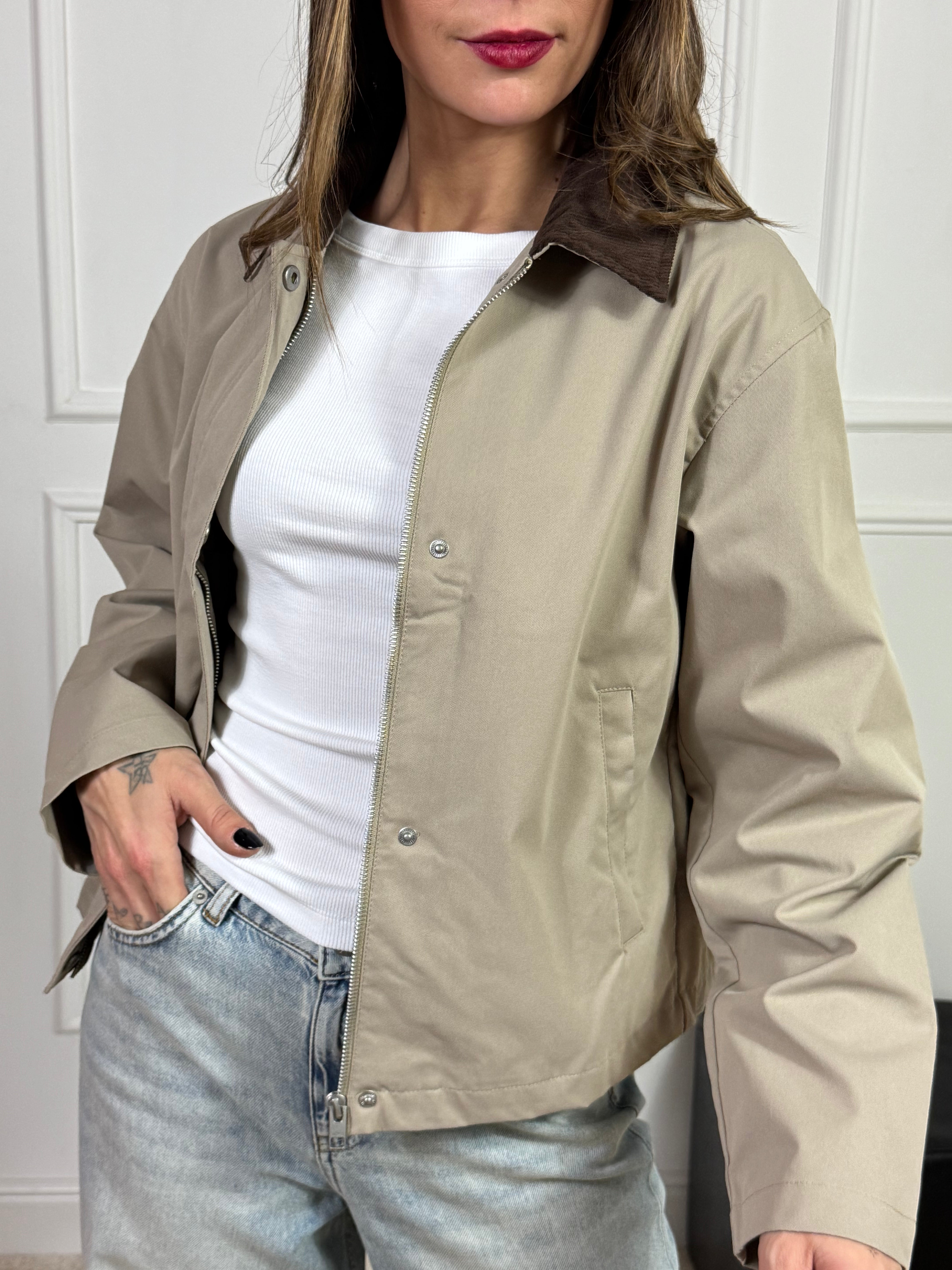 Giacca JJXX modello WILMA impermeabile COLLETTO DI VELLUTO