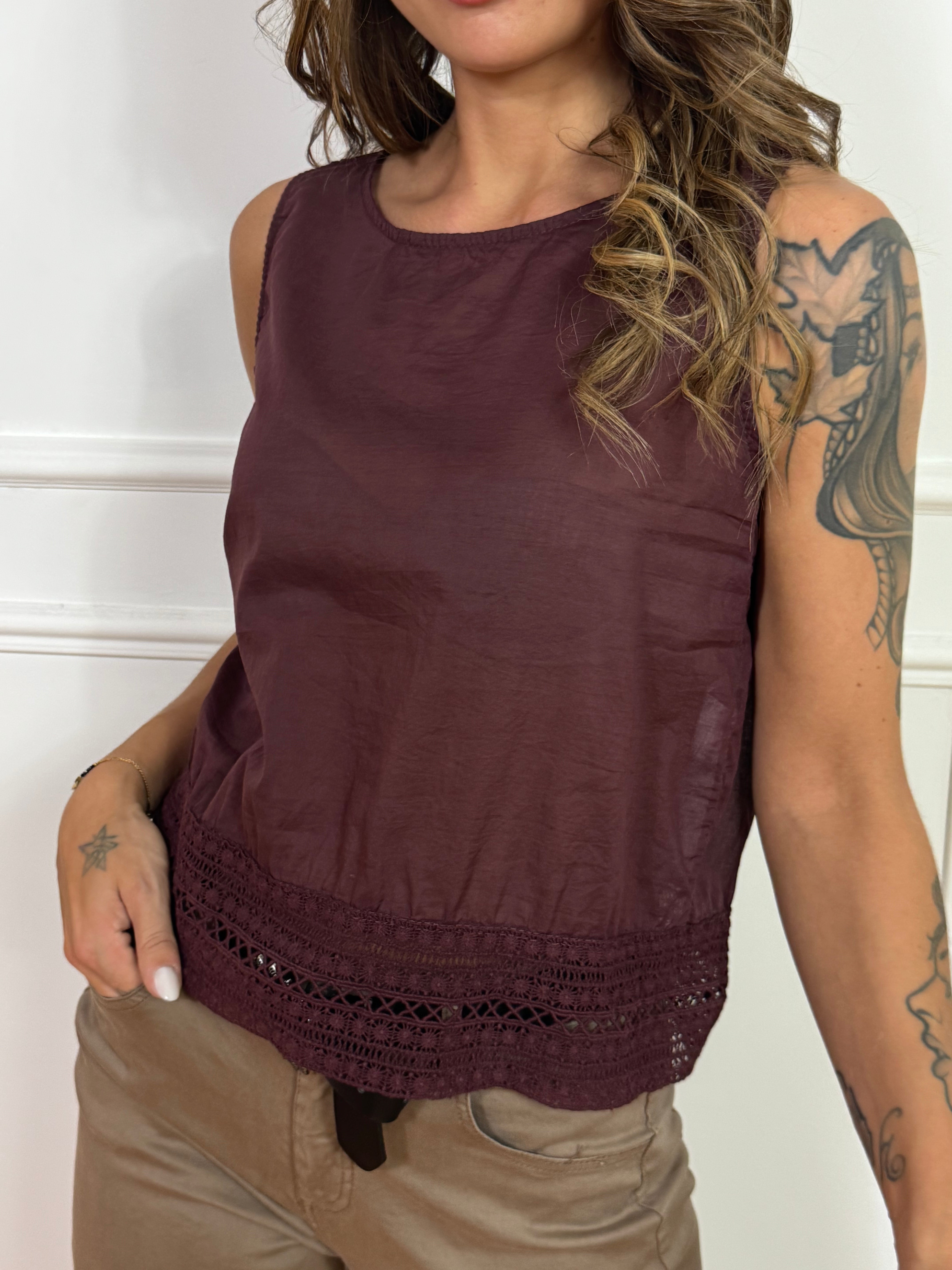 Casacca smanicata Victoria ILMH con bordo ricamo TORTORA