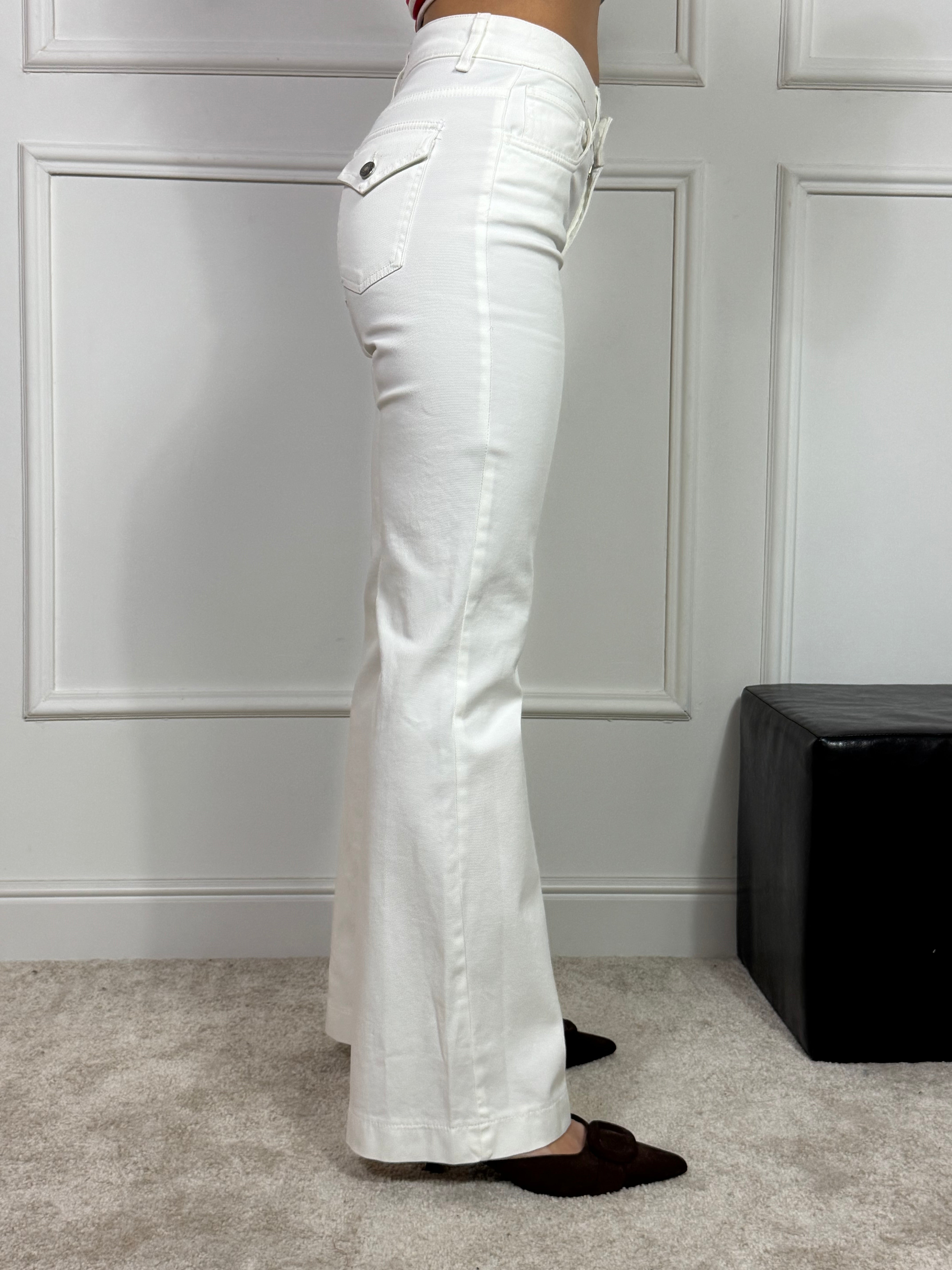 Jeans pantalone FLARED Susy Mix TASCHINI POSTERIORI - BIANCO