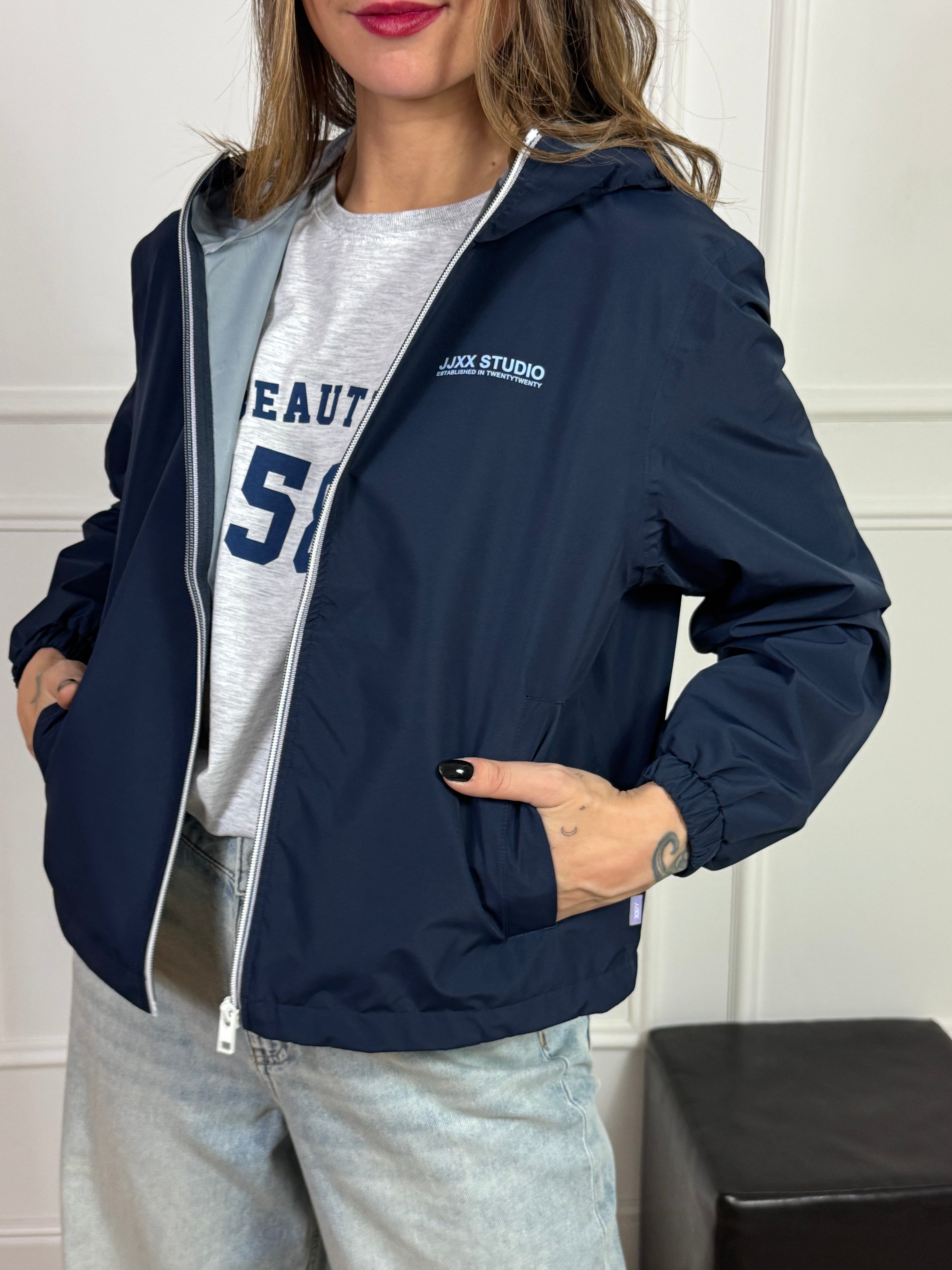 Giacca con cappuccio JJXX modello JADE LIGHT impermeabile