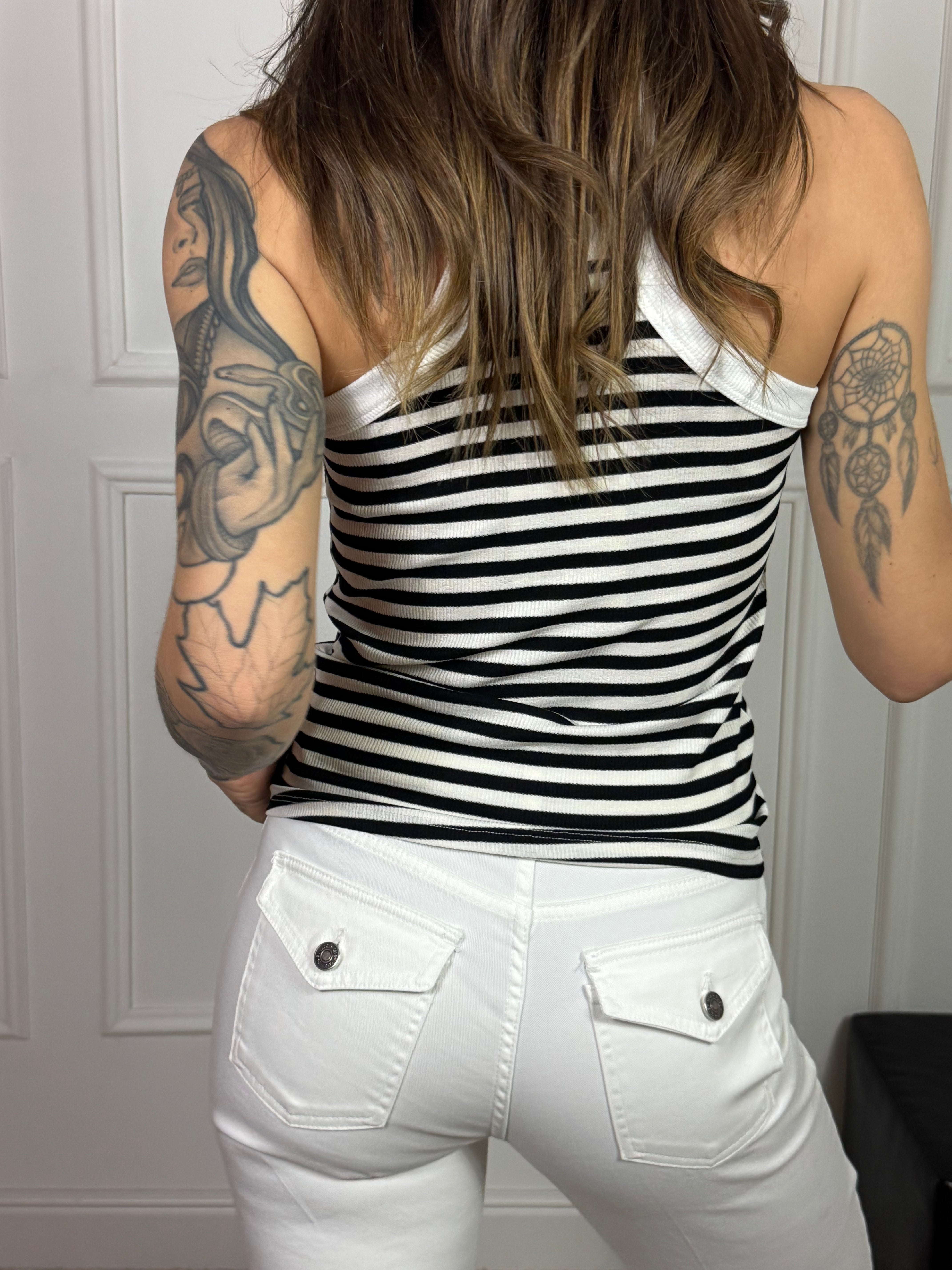 Top canotta SCOLLO INCROCIO Susy Mix RIGHE