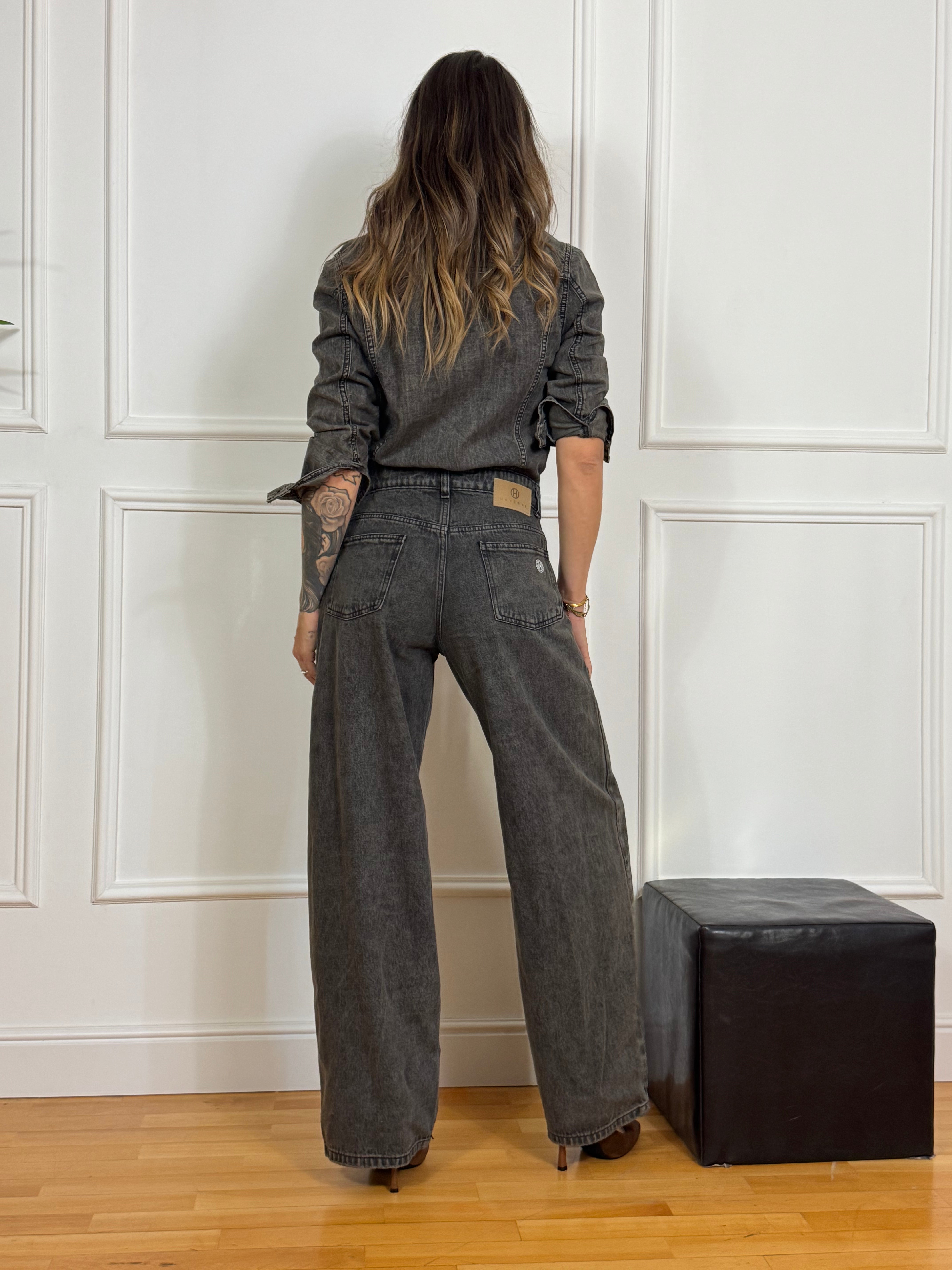 Tuta intera in jeans Have One denim grigio delavè