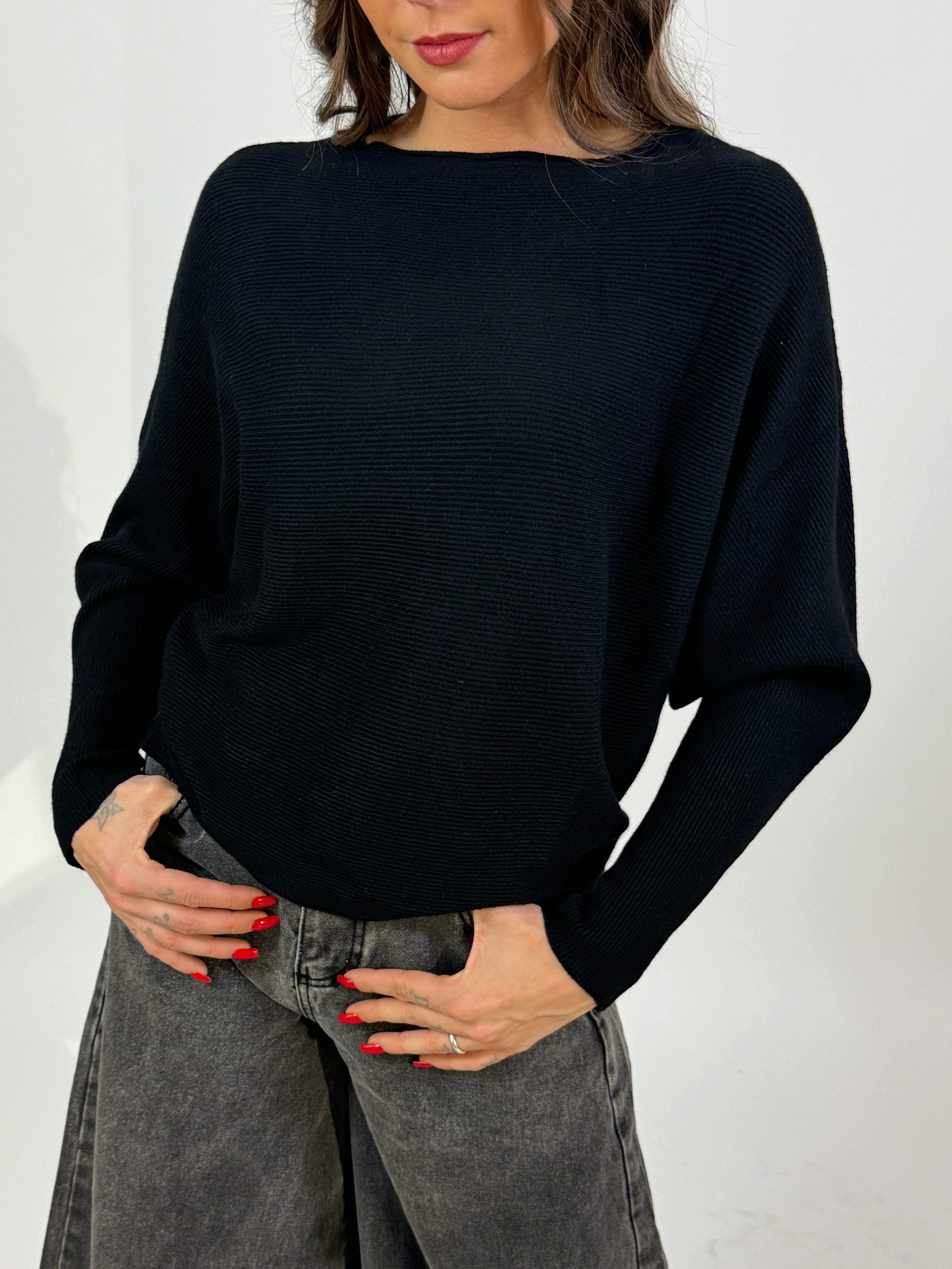 Maglia Victoria ILMH manica a pipistrello cannettatura orizzontale
