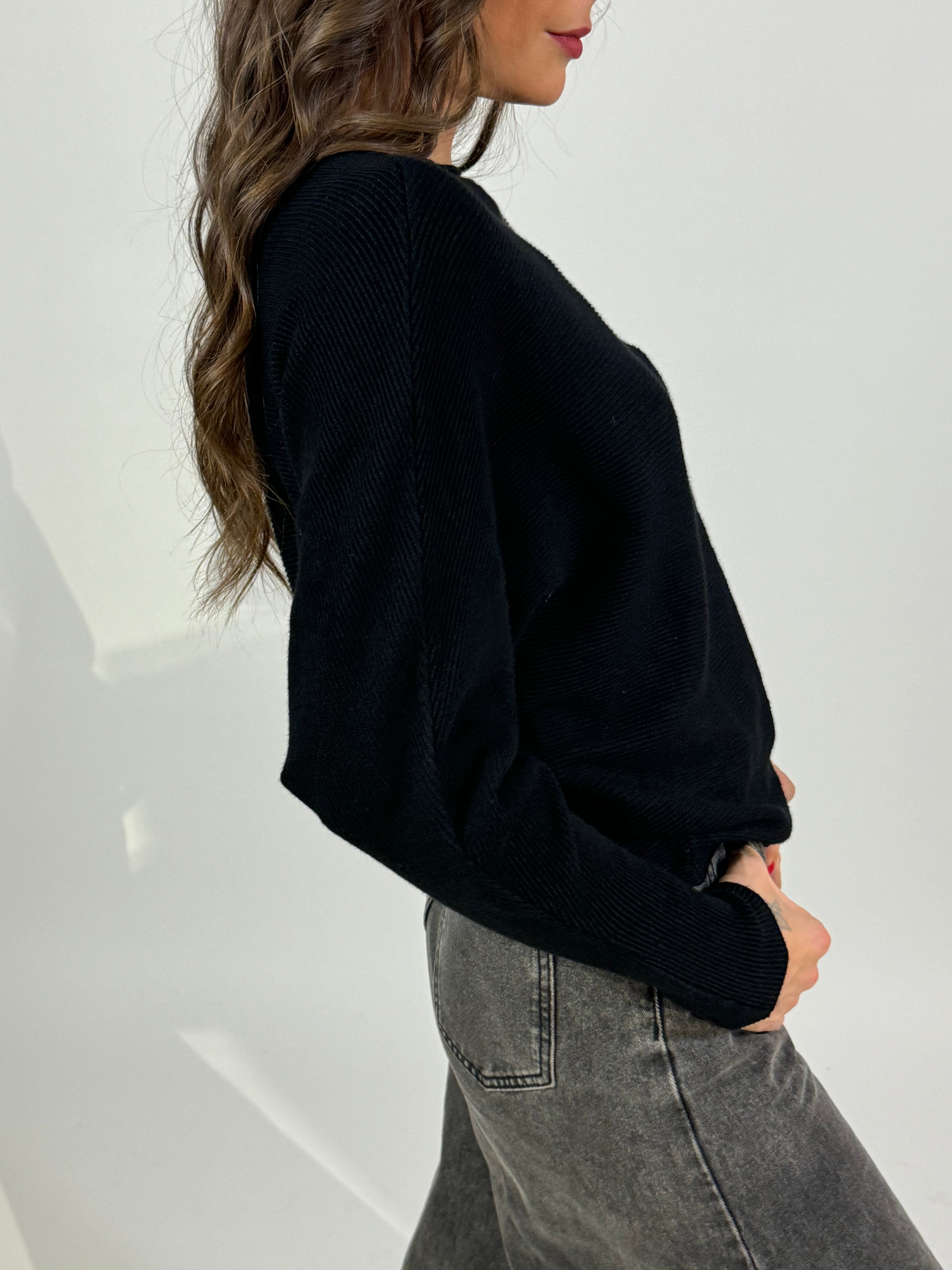 Maglia Victoria ILMH manica a pipistrello cannettatura orizzontale