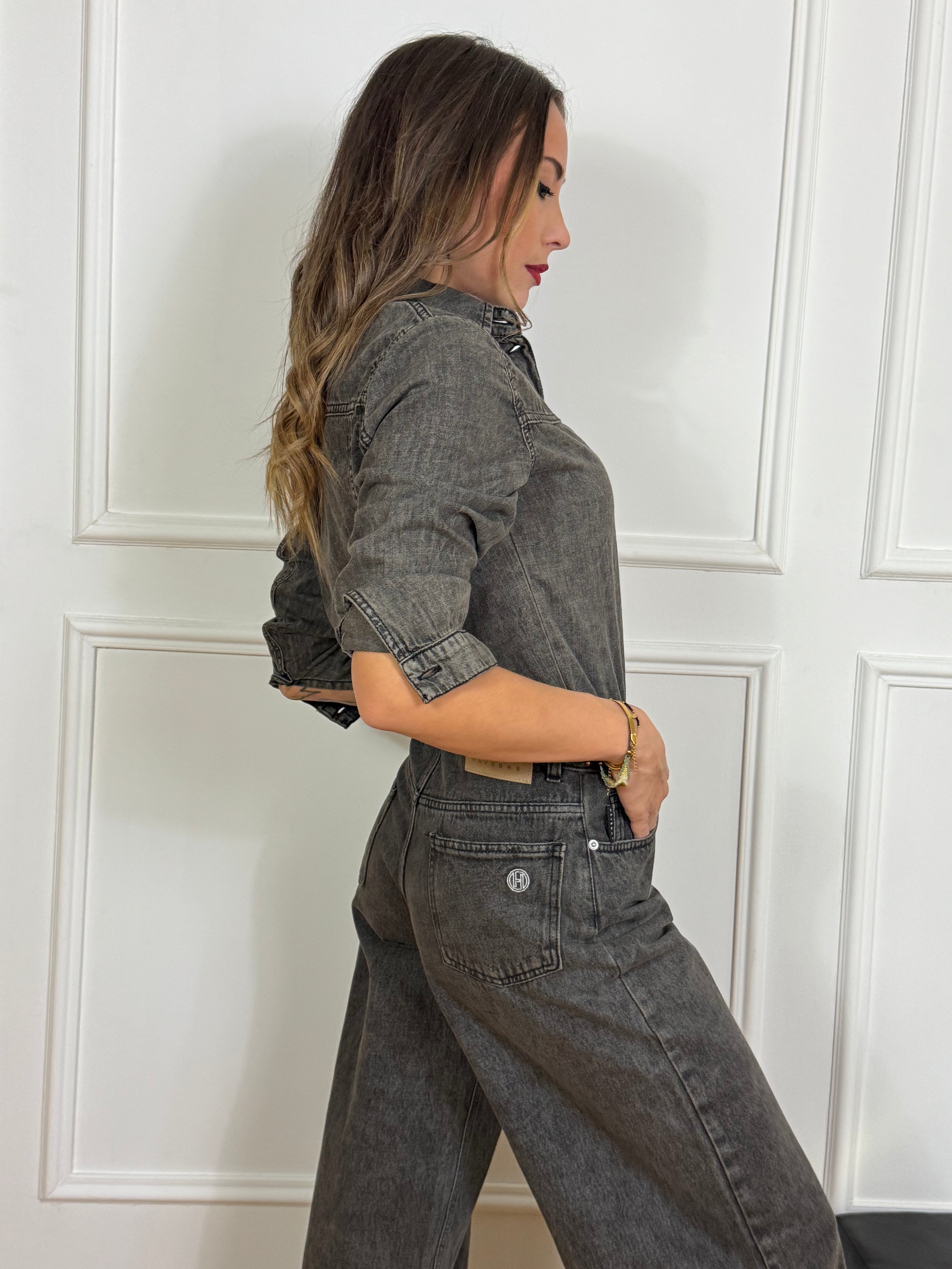Tuta intera in jeans Have One denim grigio delavè