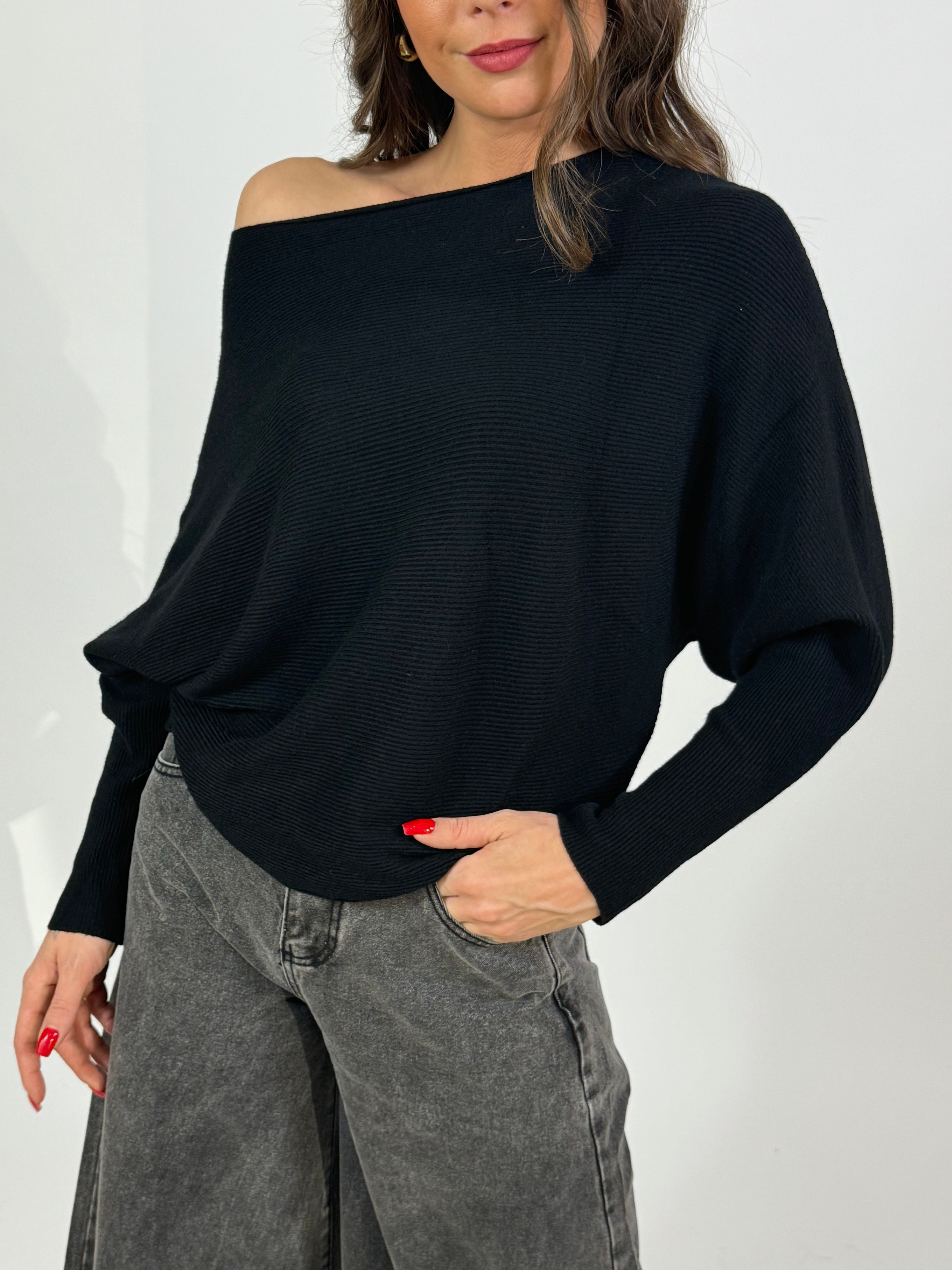 Maglia Victoria ILMH manica a pipistrello cannettatura orizzontale