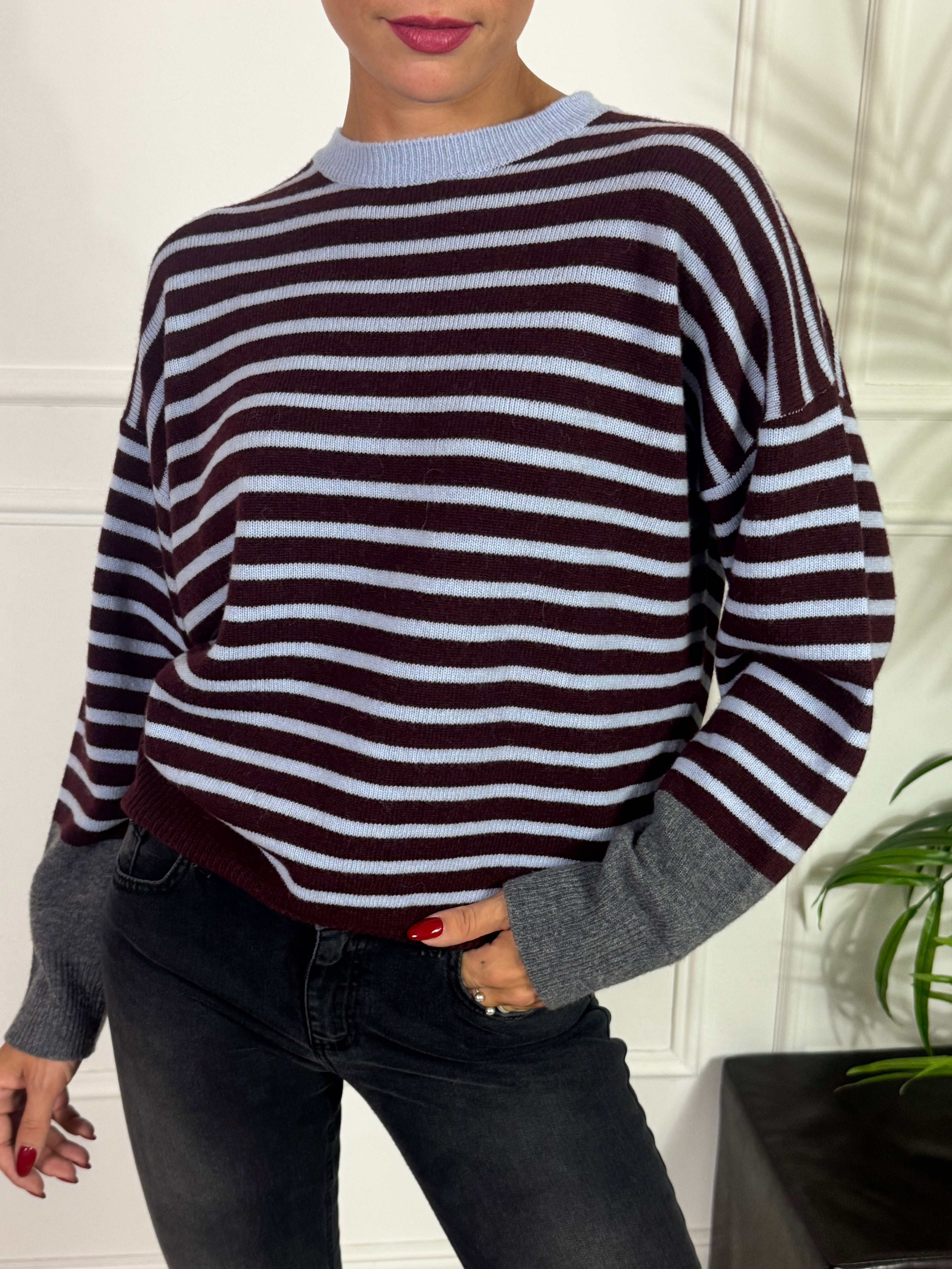 Maglia girocollo RIGHE polso contrasto Kontatto