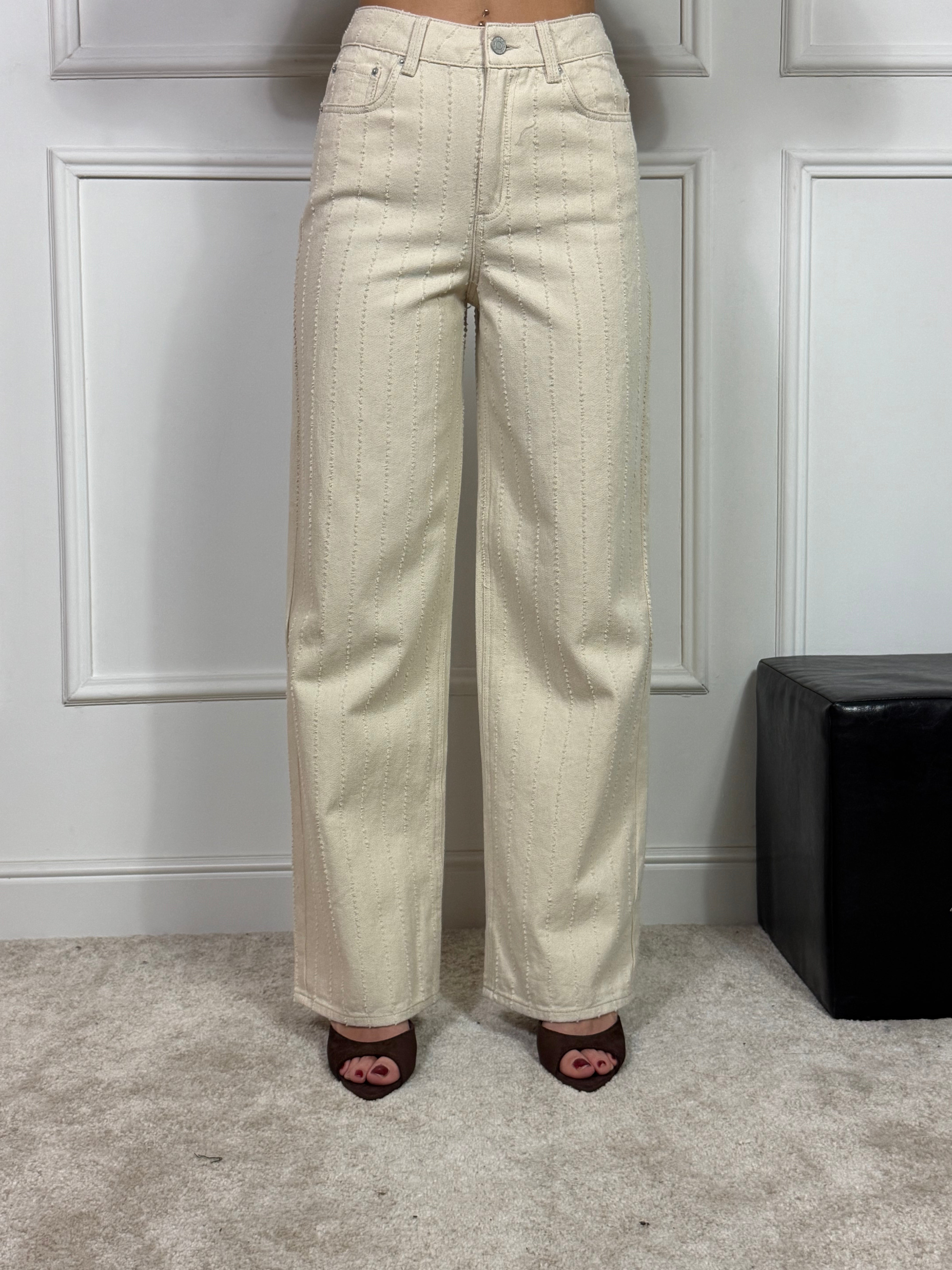 Jeans JJXX modello SILLE - colore ECRU lavorazione NEEDLE STRIPES