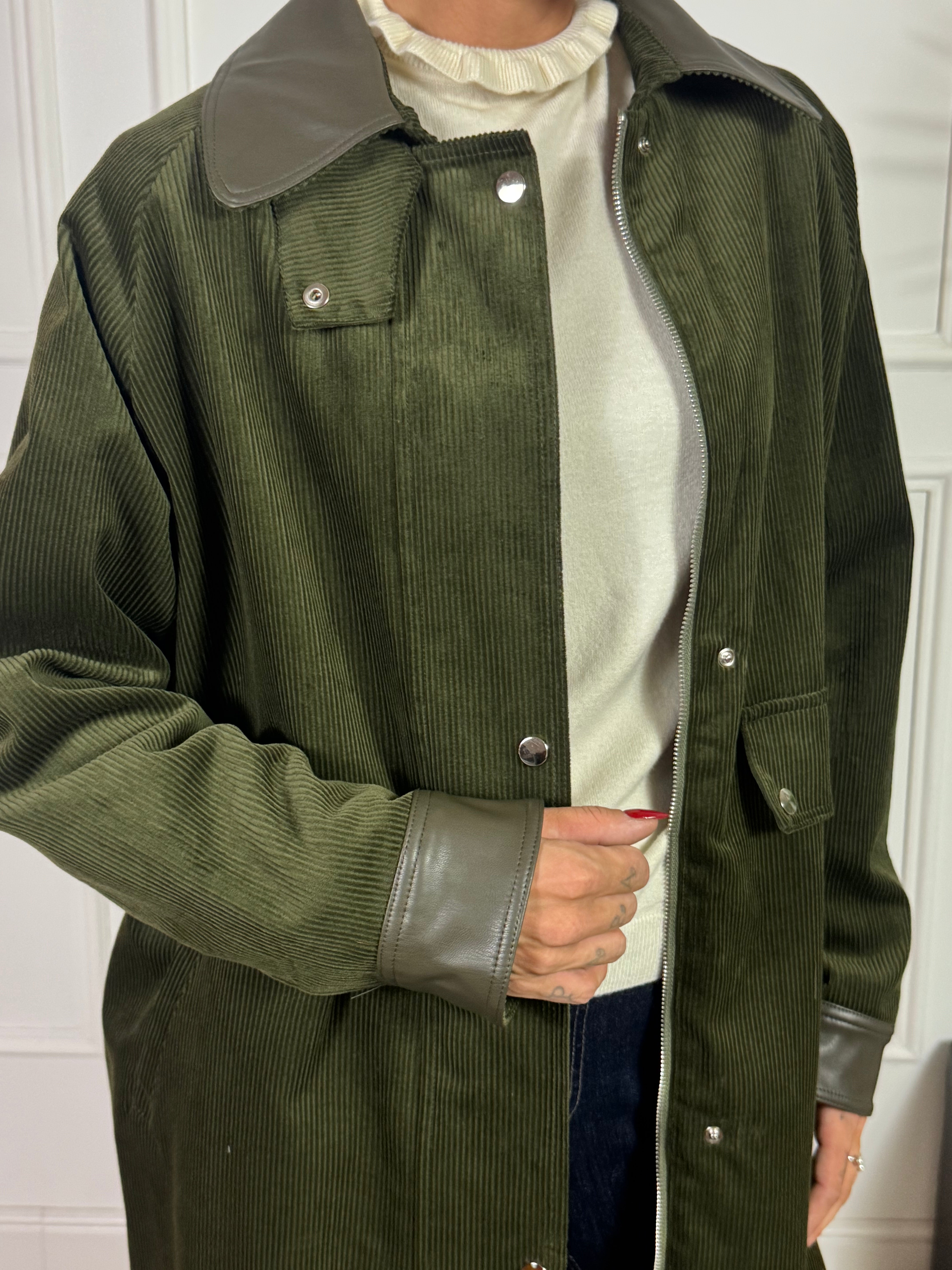 Giacca cappotto oversize in VELLUTO Have One COLLETTO ECOPELLE