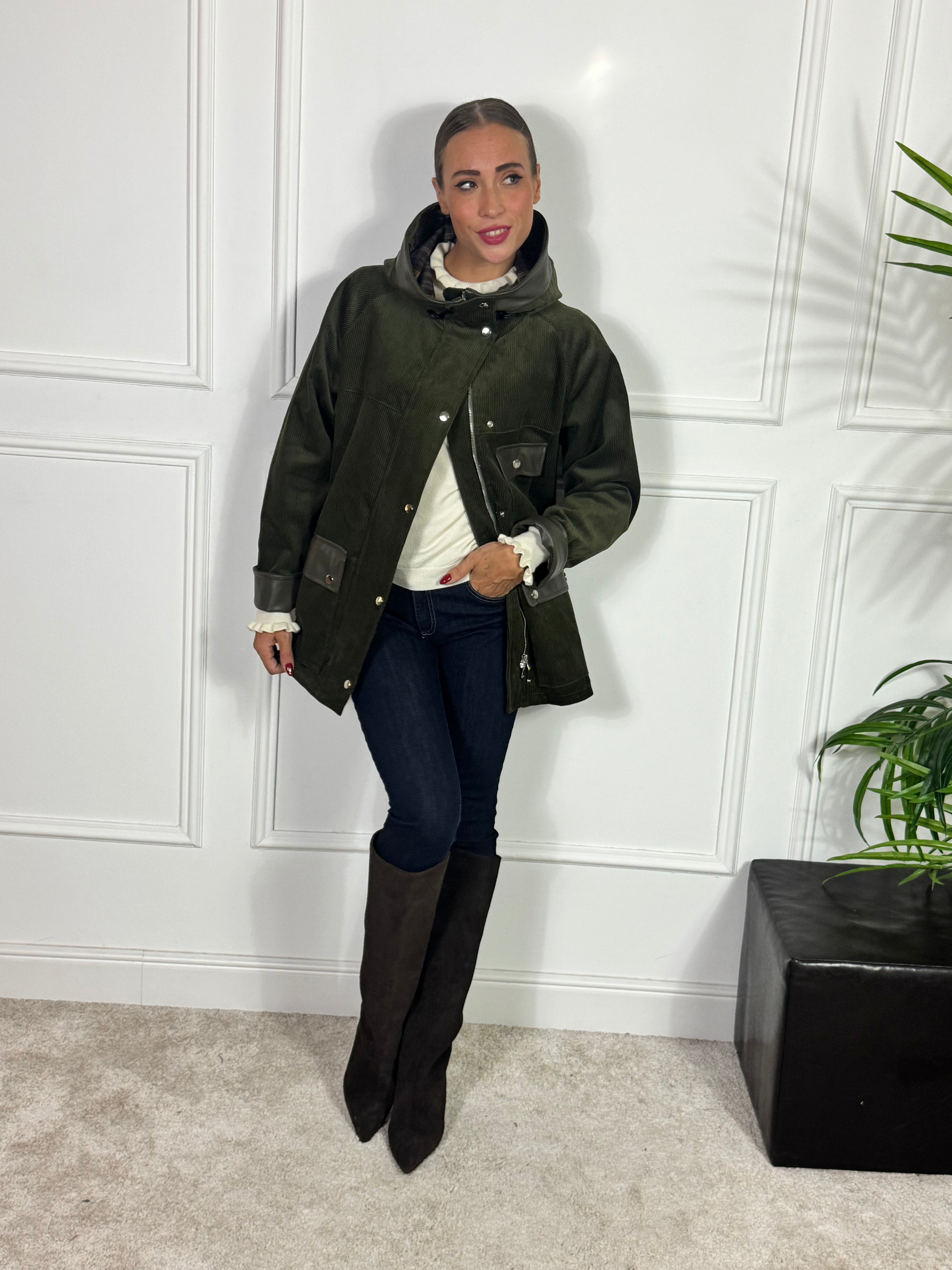 Giacca cappotto oversize in VELLUTO Have One CON CAPPUCCIO