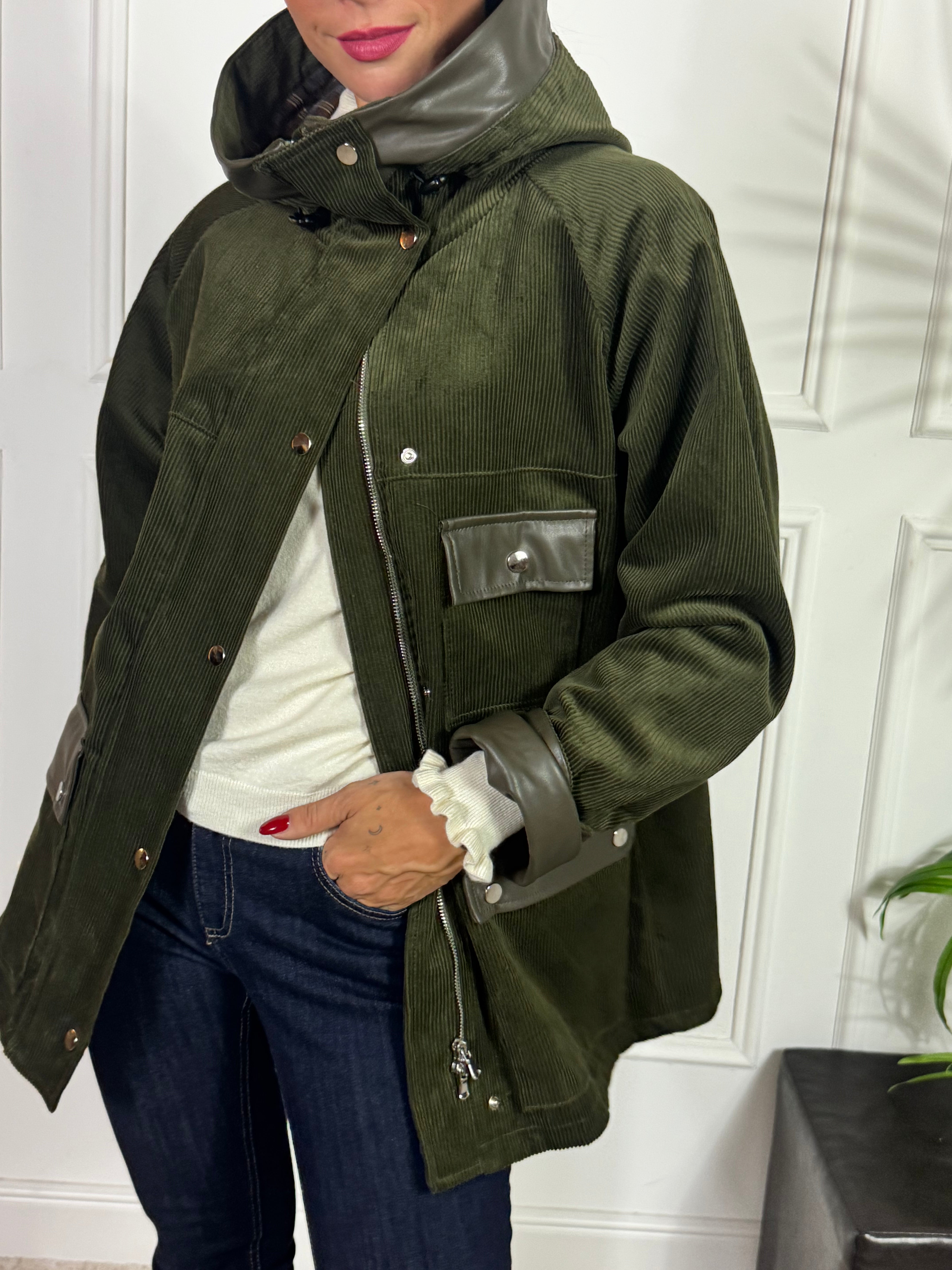 Giacca cappotto oversize in VELLUTO Have One CON CAPPUCCIO