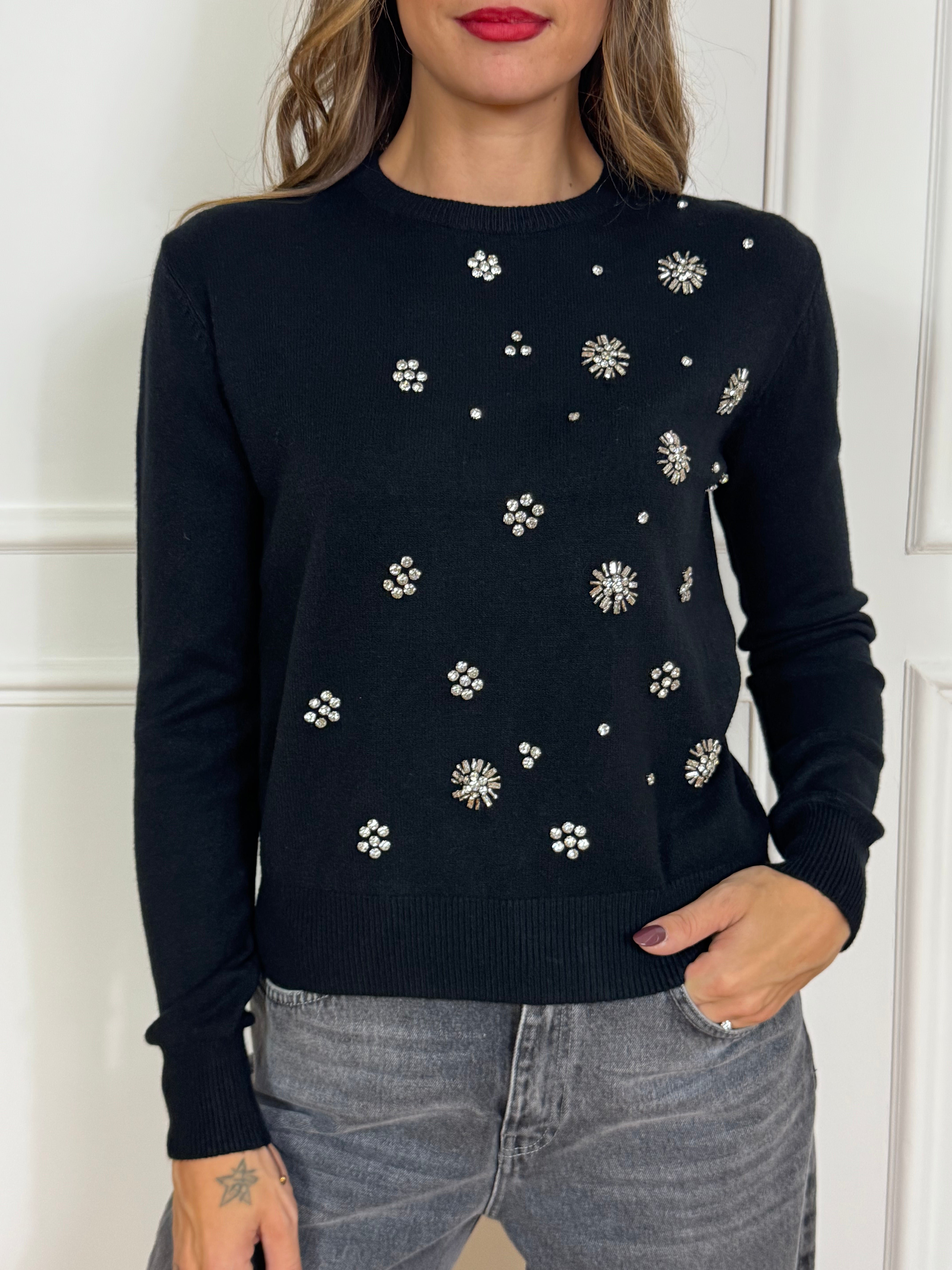 Maglia Have One APPLICAZIONI GIOIELLO FIORE