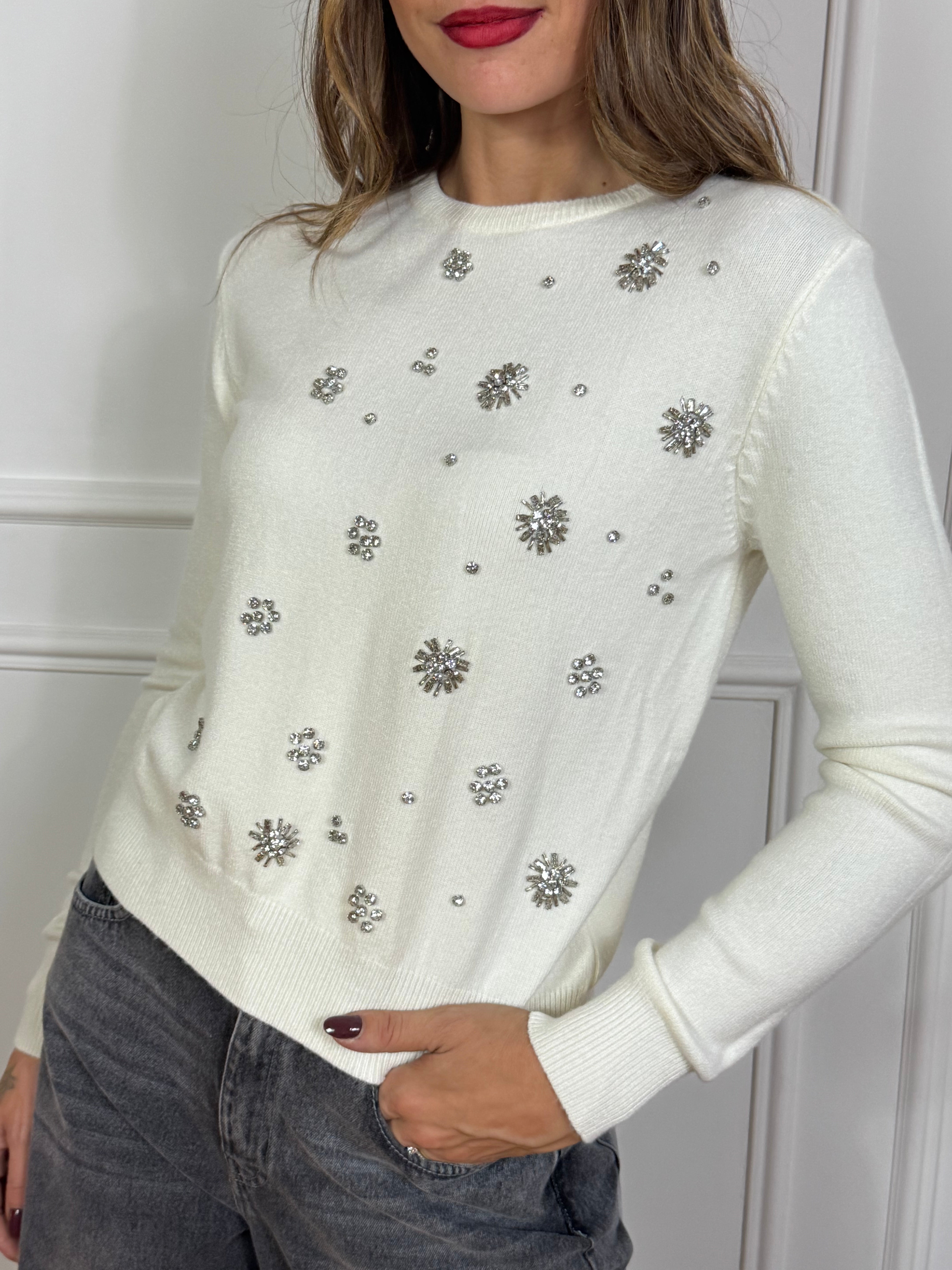 Maglia Have One APPLICAZIONI GIOIELLO FIORE
