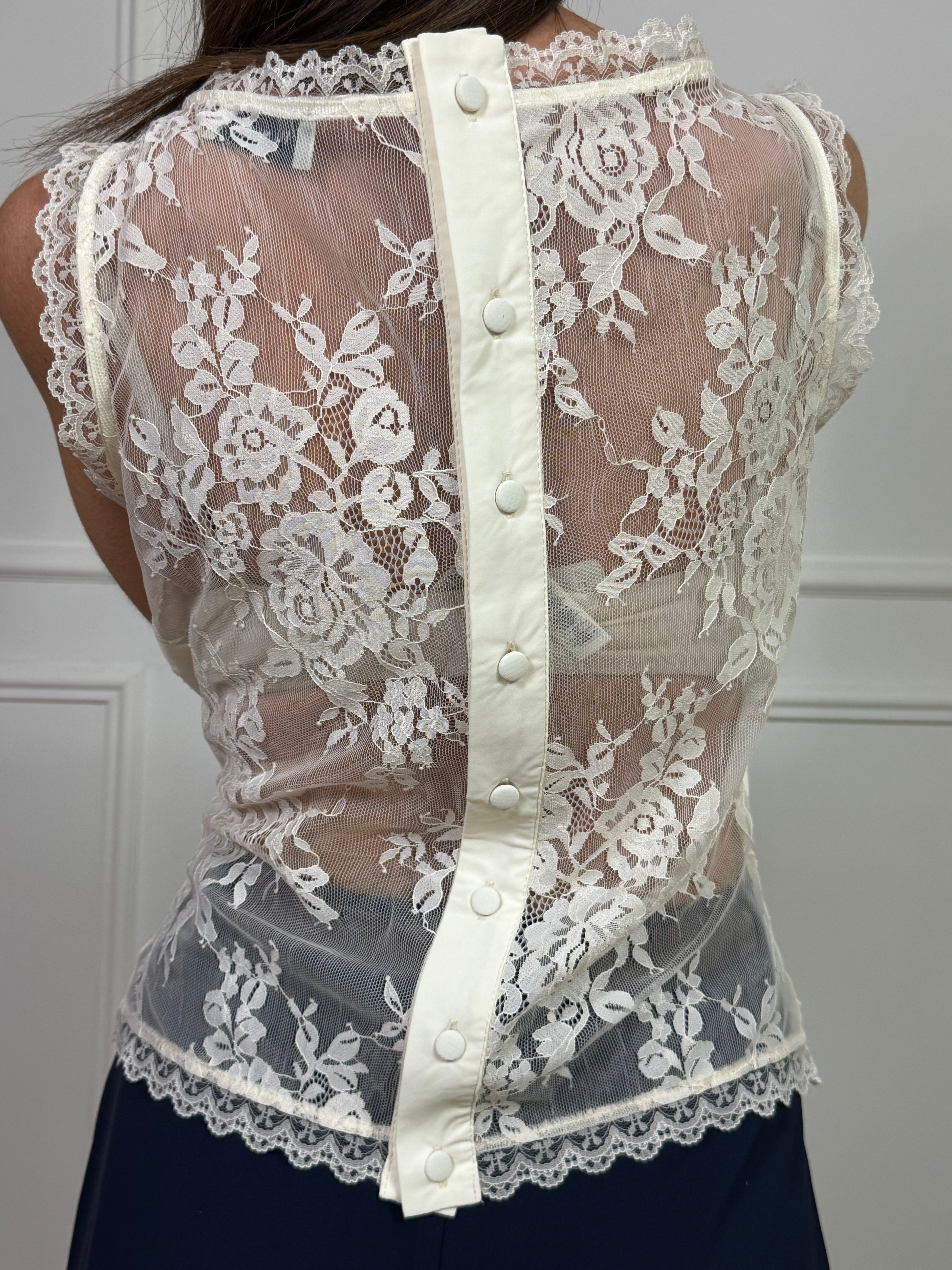 Top canotta smanicata in pizzo Susy Mix