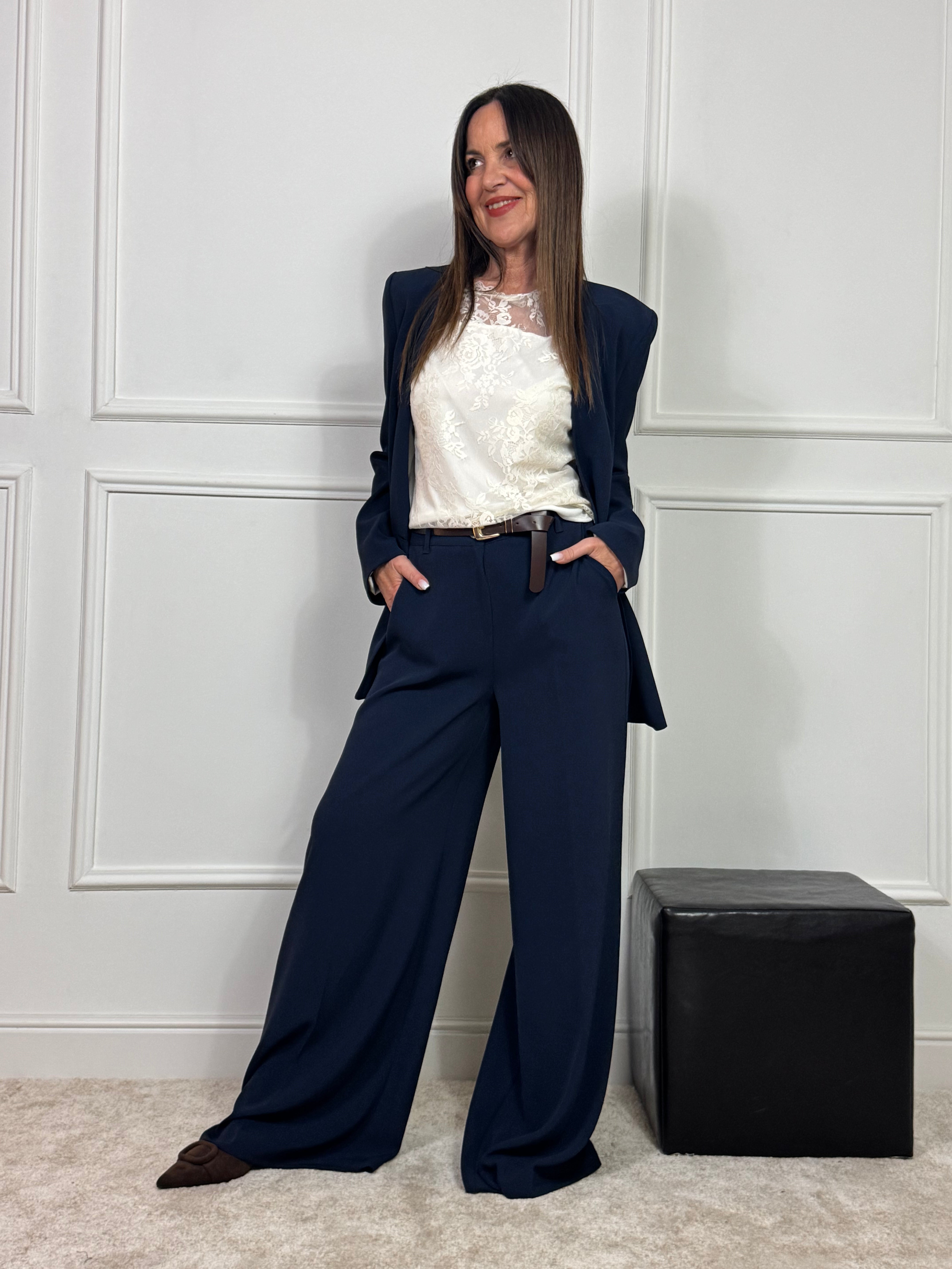 Pantalone ampio a palazzo Susy Mix con cintura