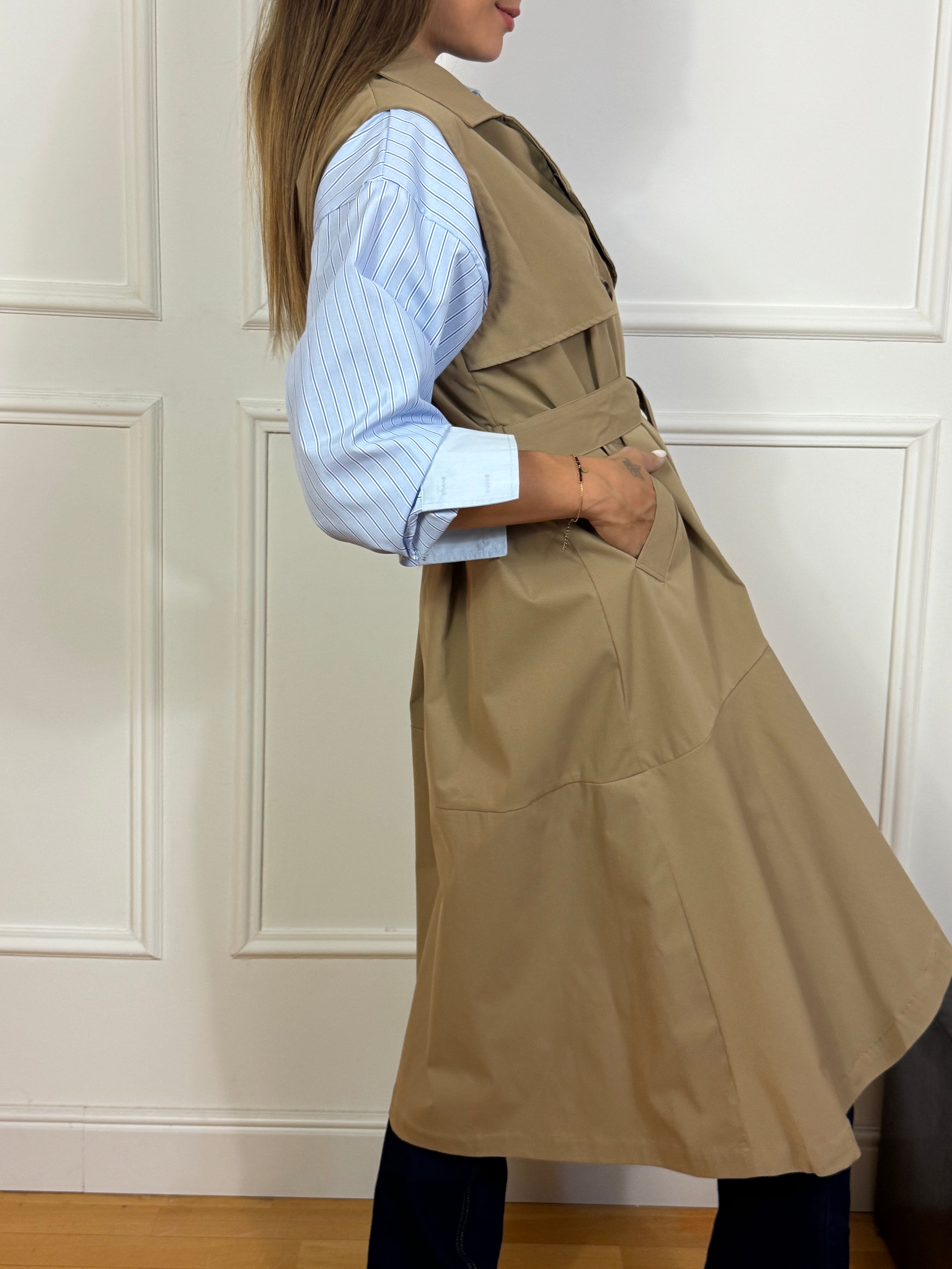 Trench lungo smanicato Victoria ILMH HAVANA