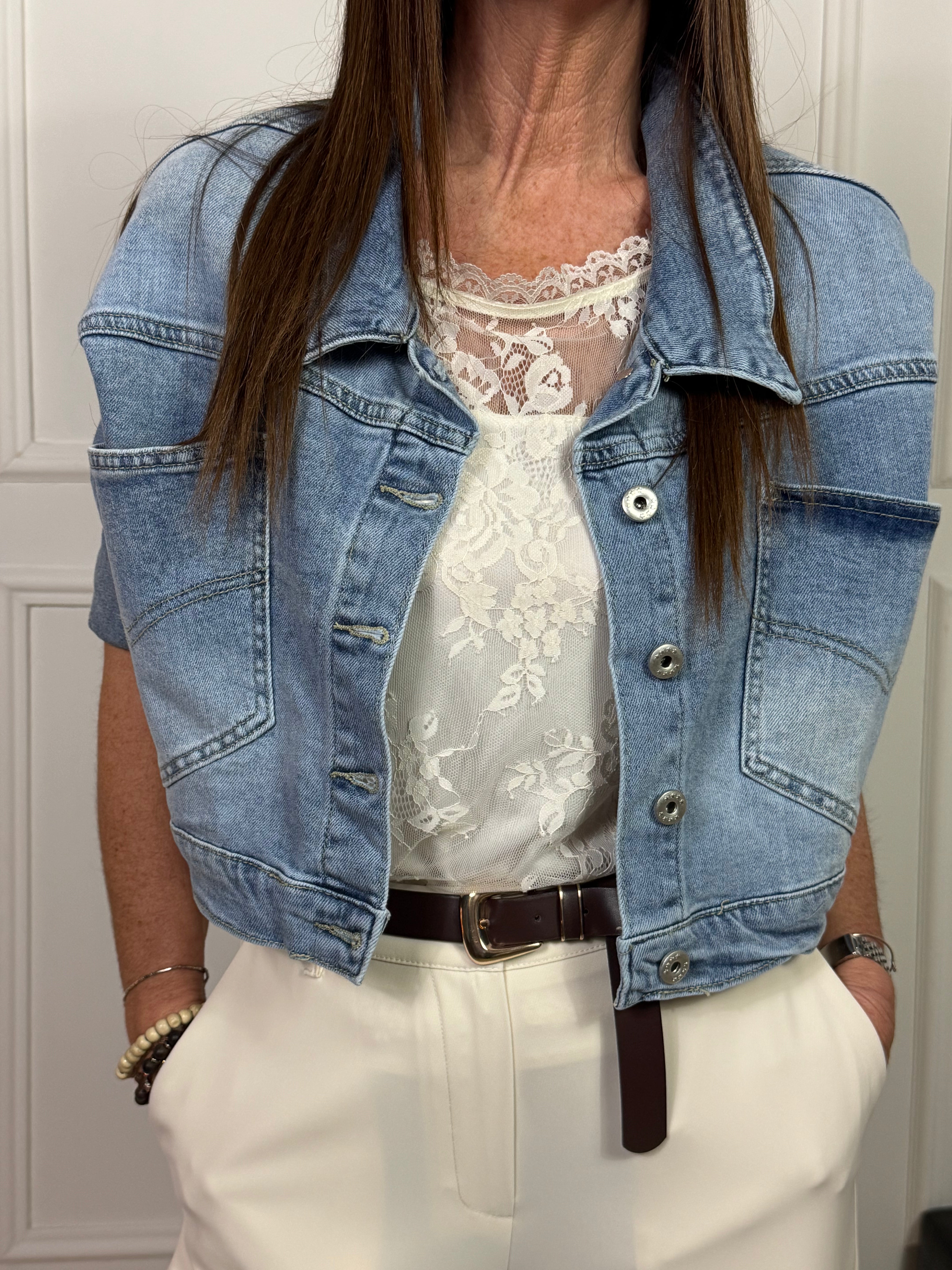 Giacca di jeans Susy Mix CROP con TASCHE OVER