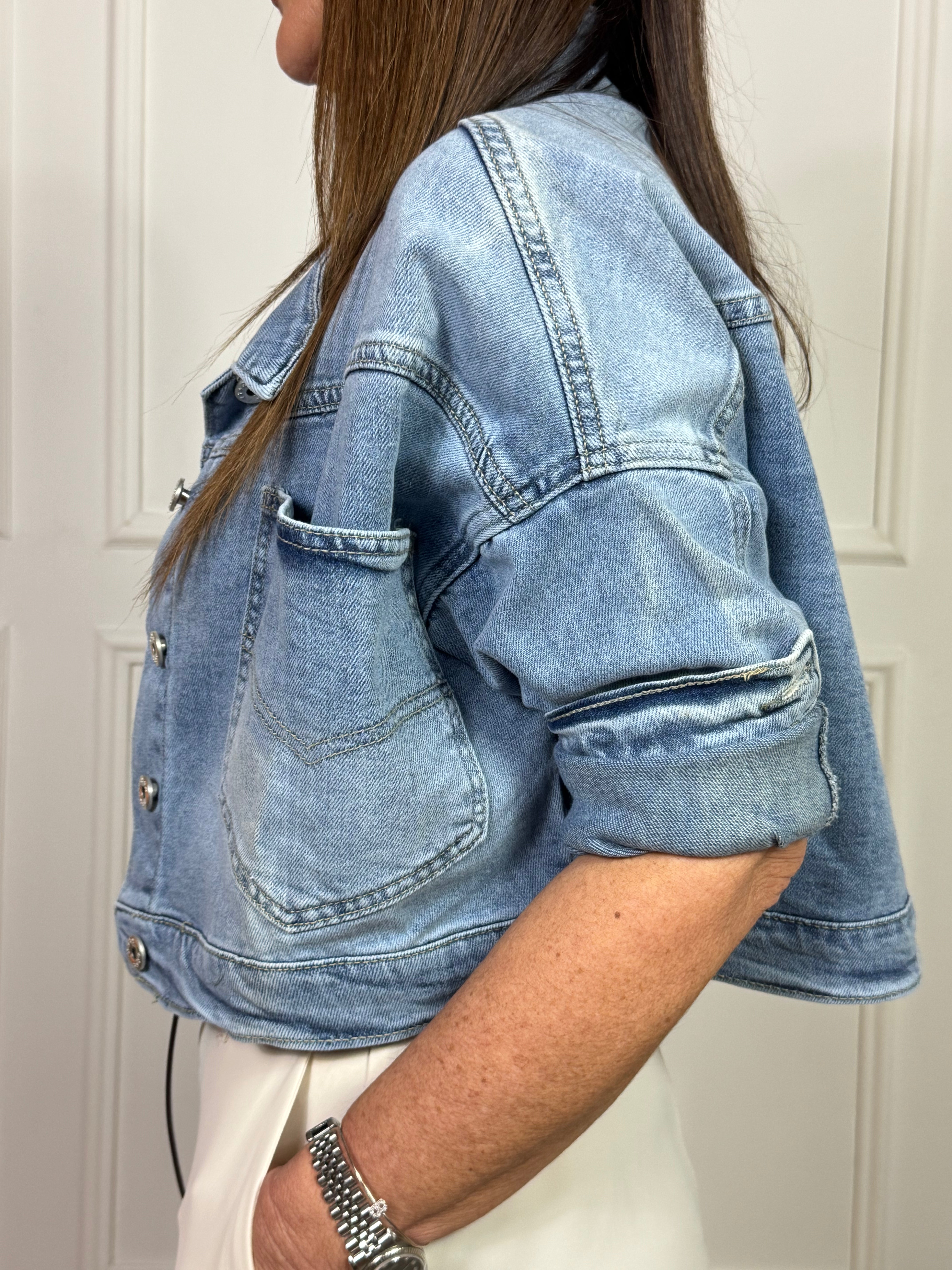 Giacca di jeans Susy Mix CROP con TASCHE OVER