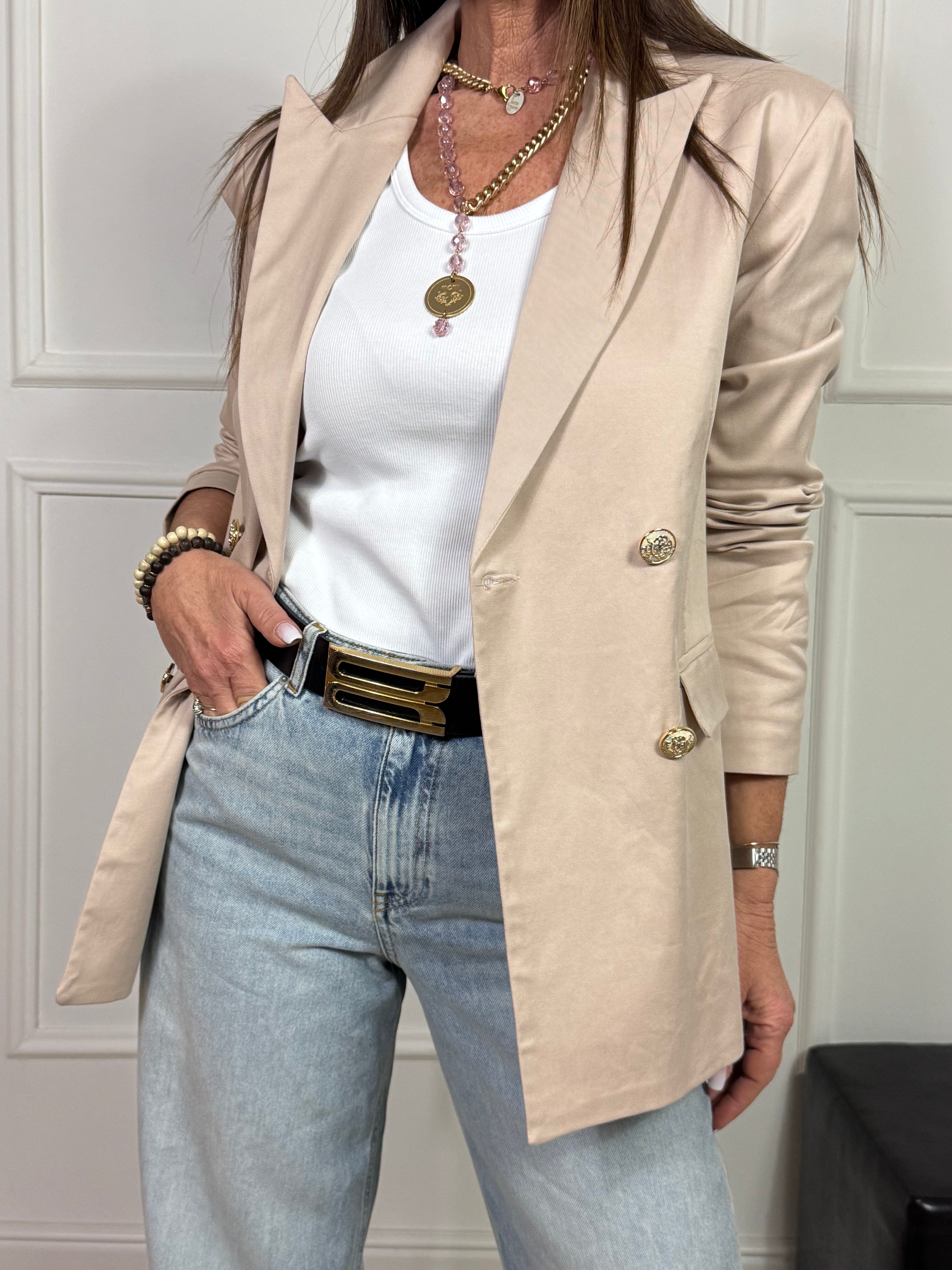 GIACCA blazer lyocell e cotone Susy Mix DOPPIOPETTO BOTTONI ORO