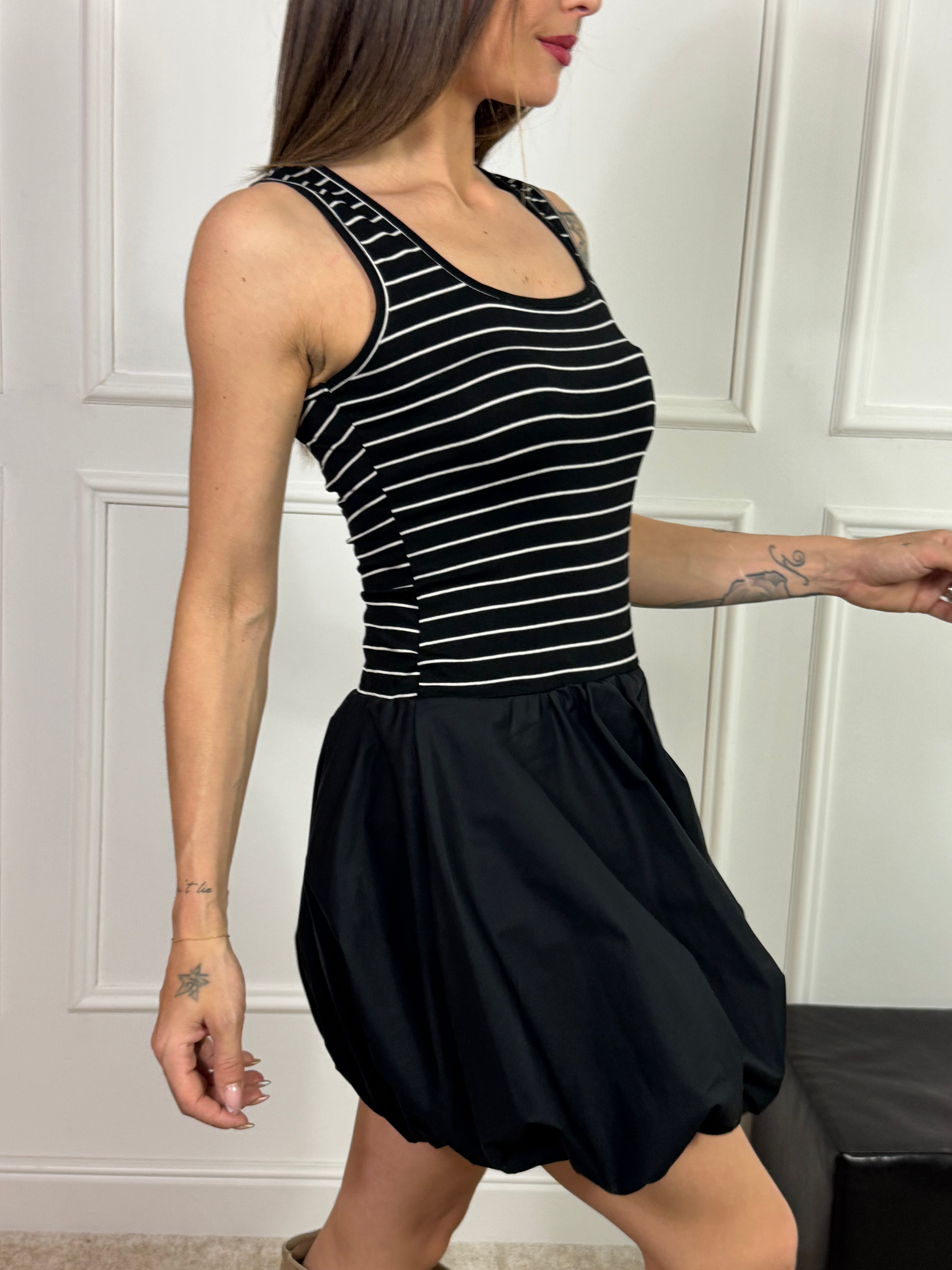 Abito CORTO Susy Mix TOP RIGHINE- GONNA POPELINE PALLONCINO