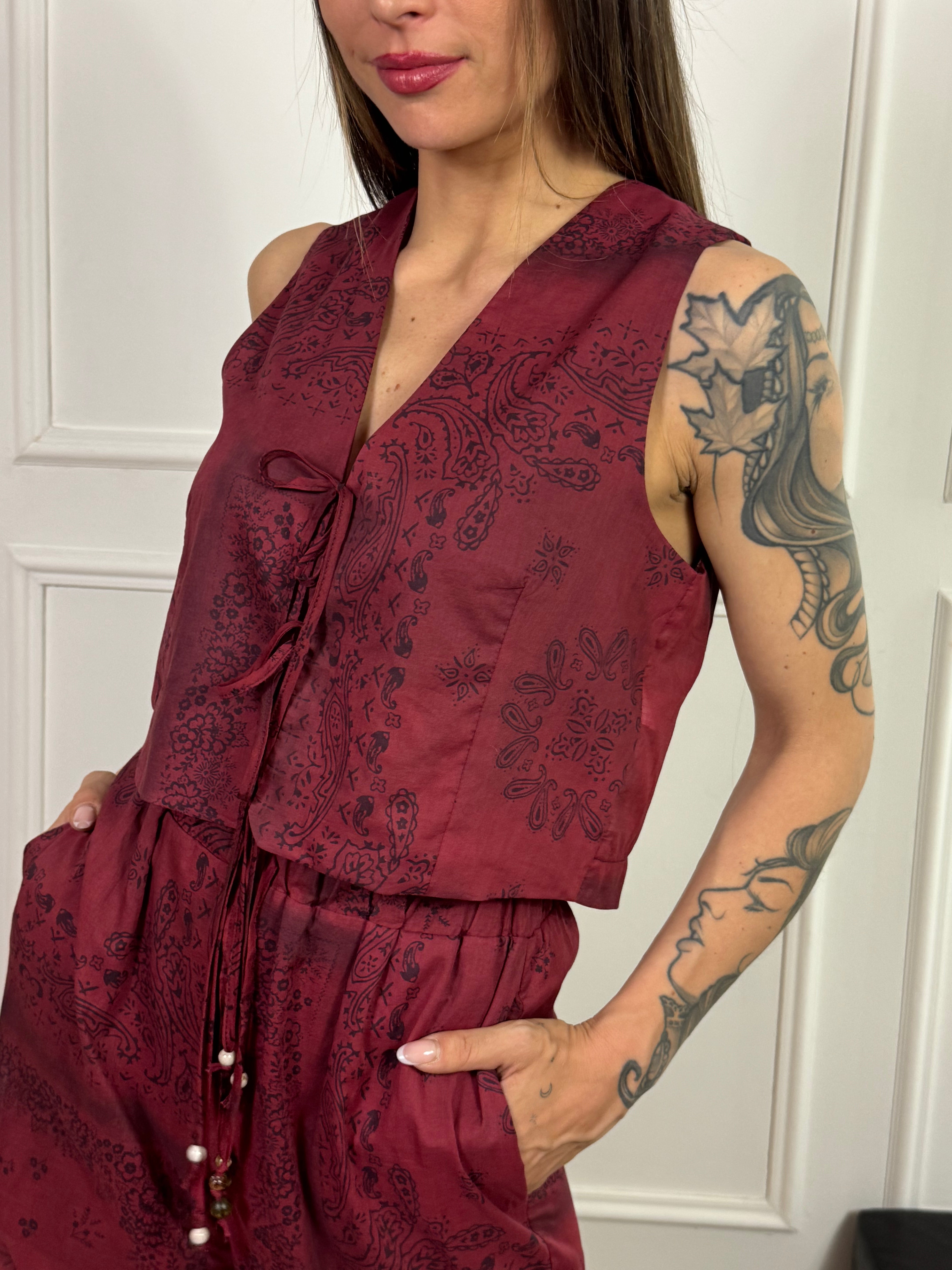 GILET Susy Mix IBIZA - ROSSO INDIA