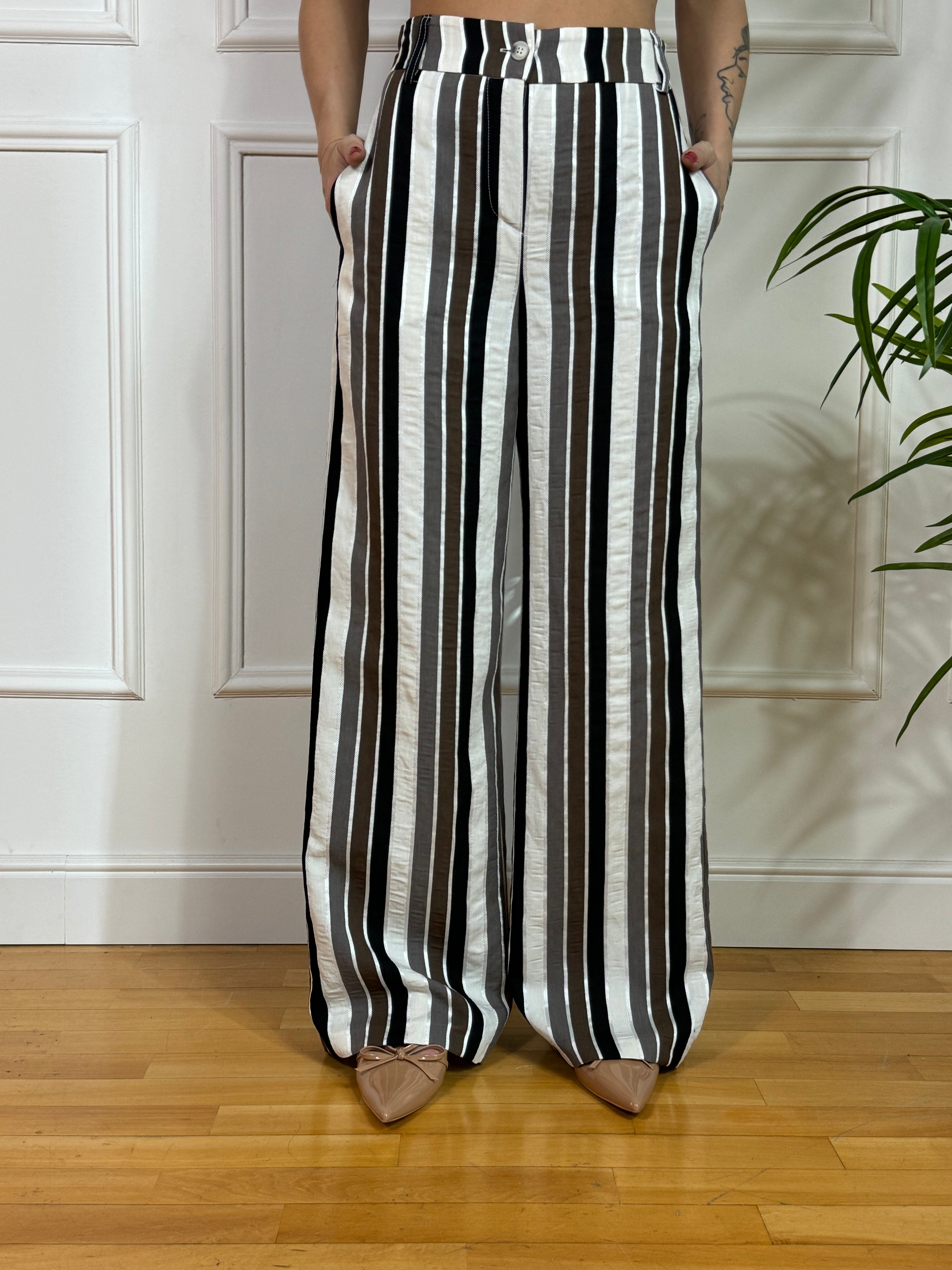 Set Completo Motel a righe gilet + pantalone a palazzo