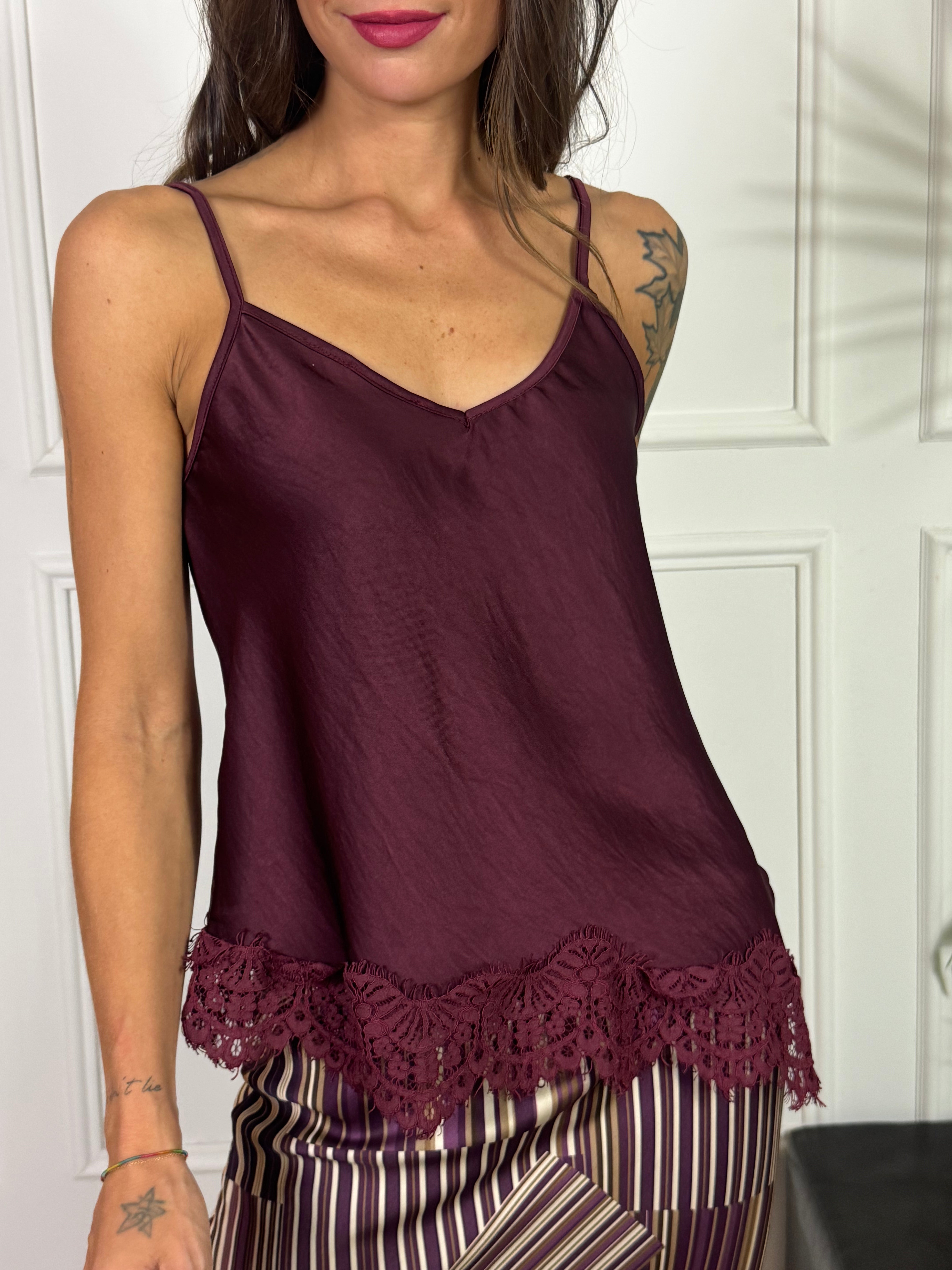 Top in RASO con SPALLINI Victoria ILMH BORDO PIZZO