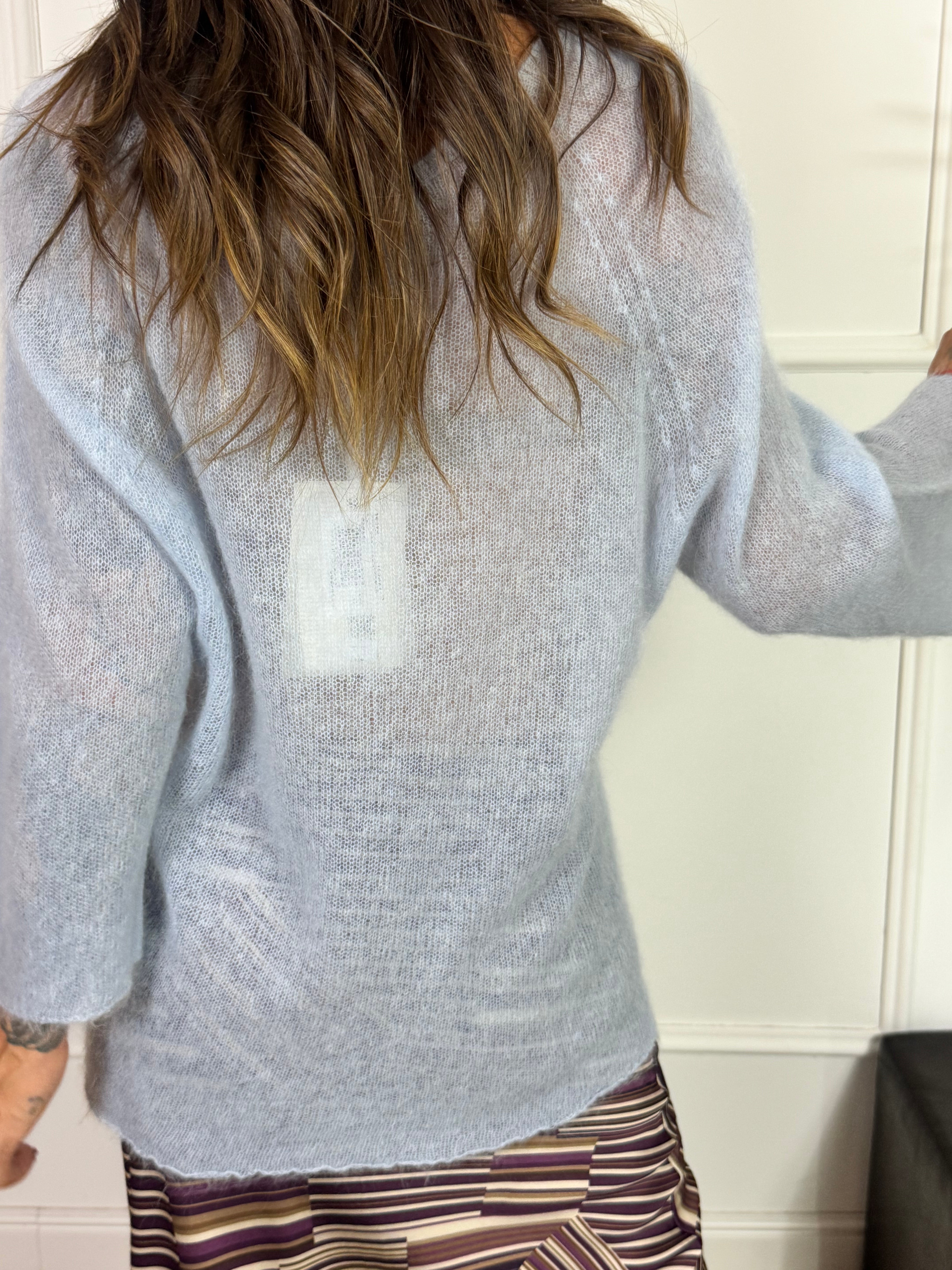 Maglia misto ALPACA Kontatto GIROCOLLO MANICA TRE QUARTI SVASATA