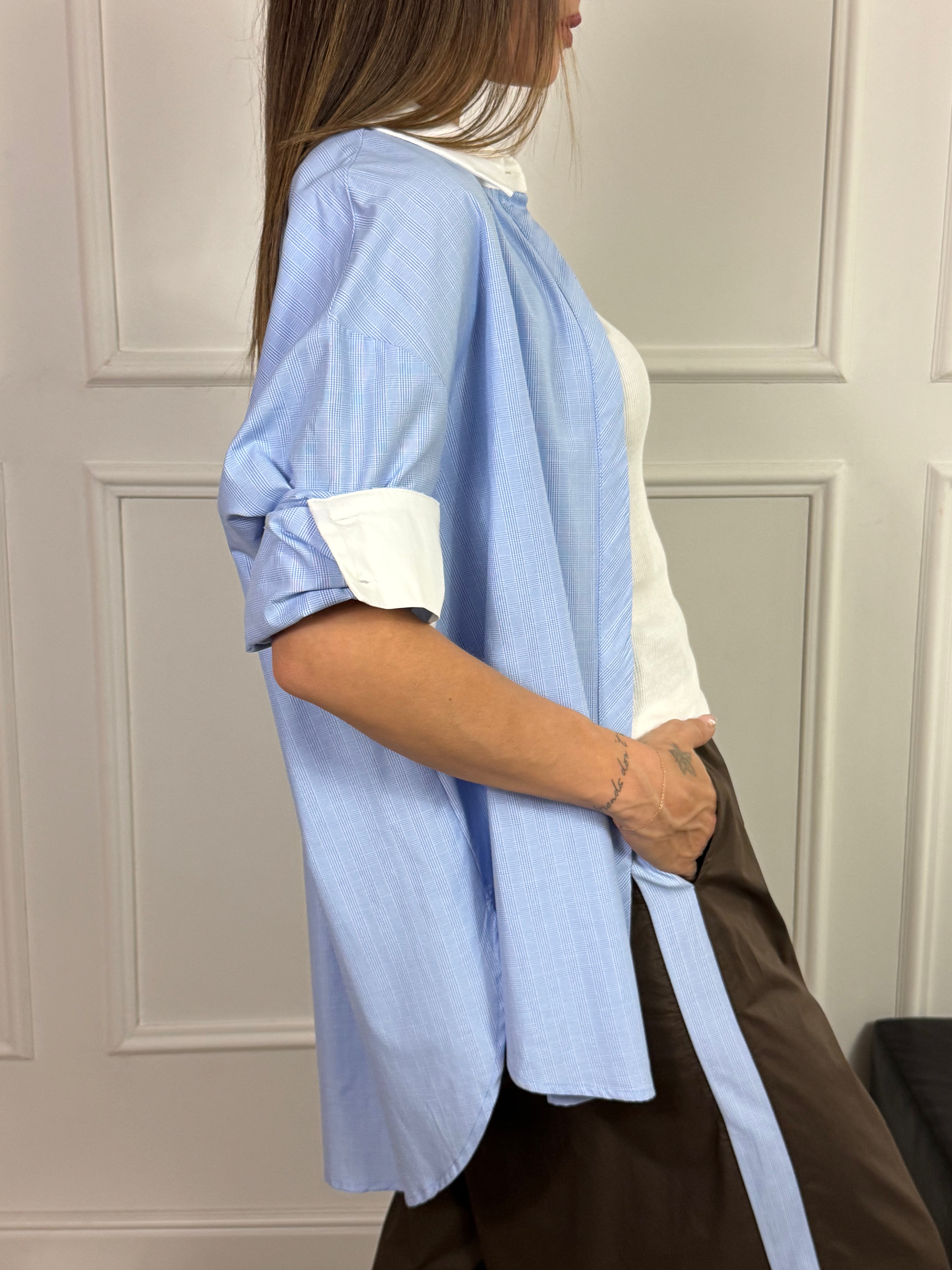 Camicia OVERSIZE Susy Mix COLLETTO E POLSINI A CONTRASTO