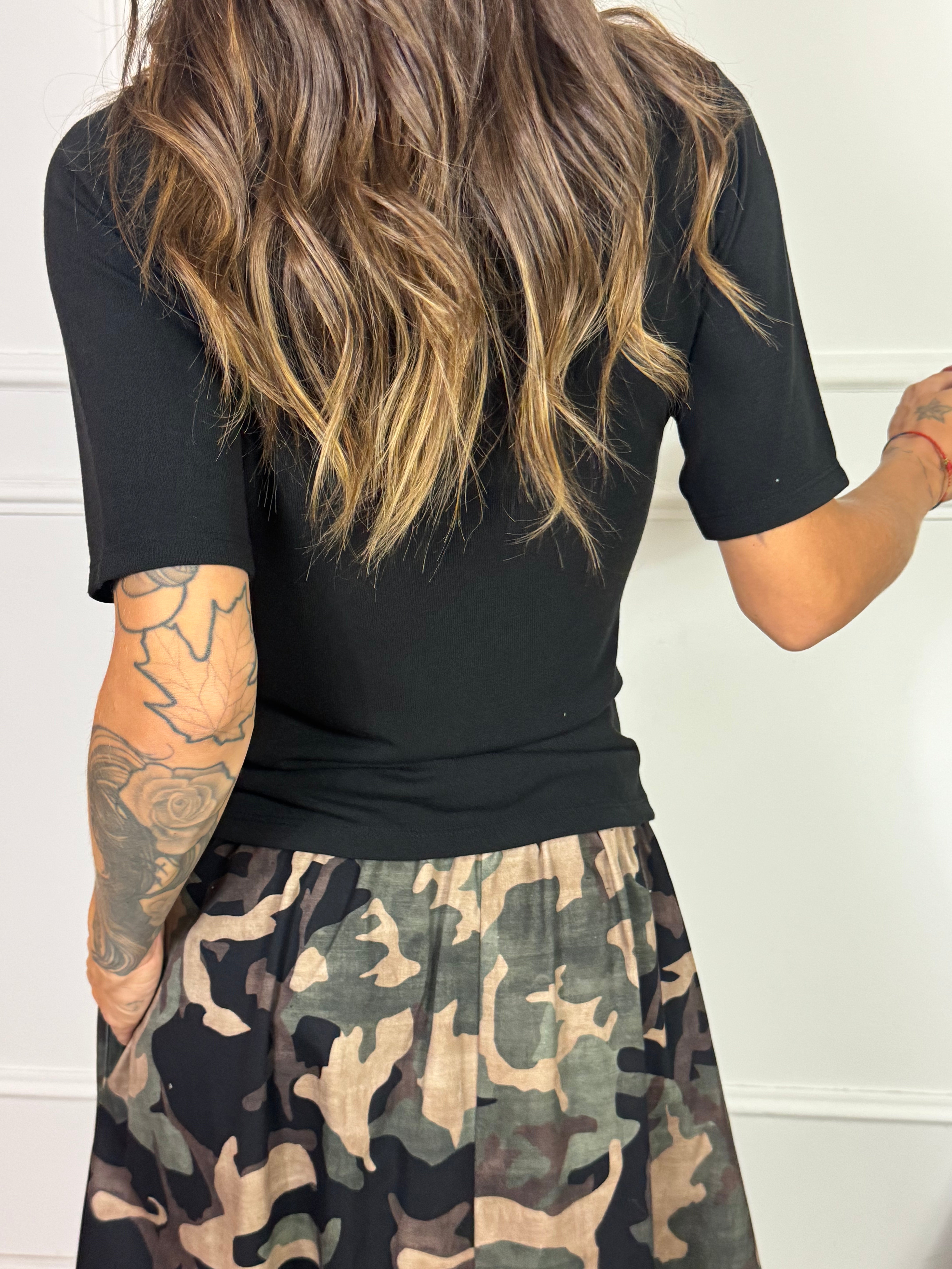 MAGLIA in maglina sottile manica al gomito Susy Mix drappeggio laterale